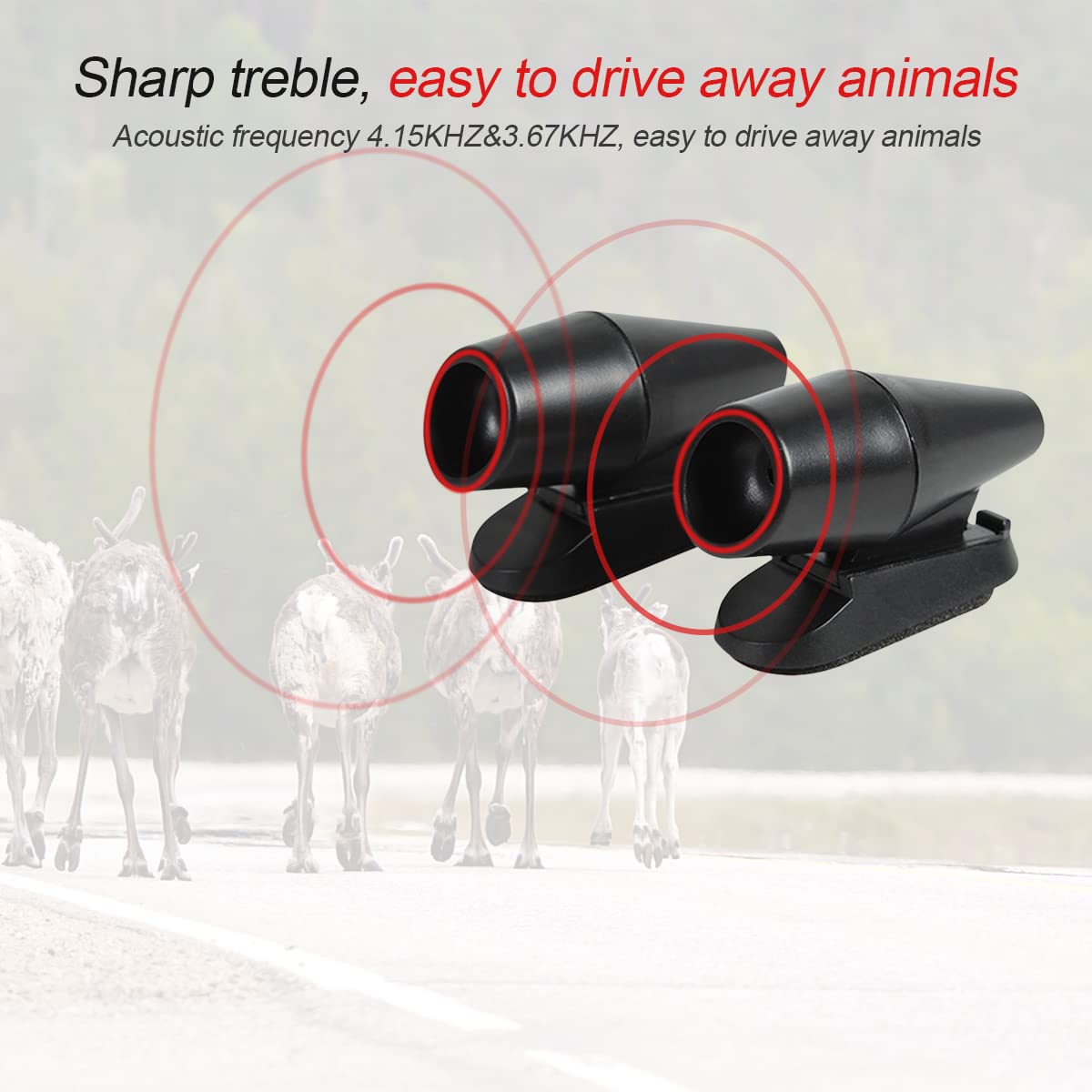 8sanlione Deer Warning Whistle - Self-Adhesive Animal Alert Device, Black, 8PCS, Auto Safety Accessory for Cars, Trucks, Motorcycles