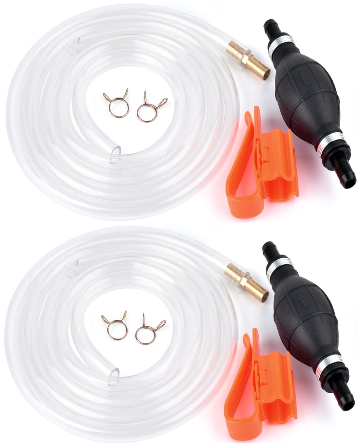 KATUMO Siphon Pump, 2 Pack Enlarged Caliber Gasoline Siphon Hose Fuel Transfer Hand Pump for Gasoline, Oil, Diesel & Water with 
