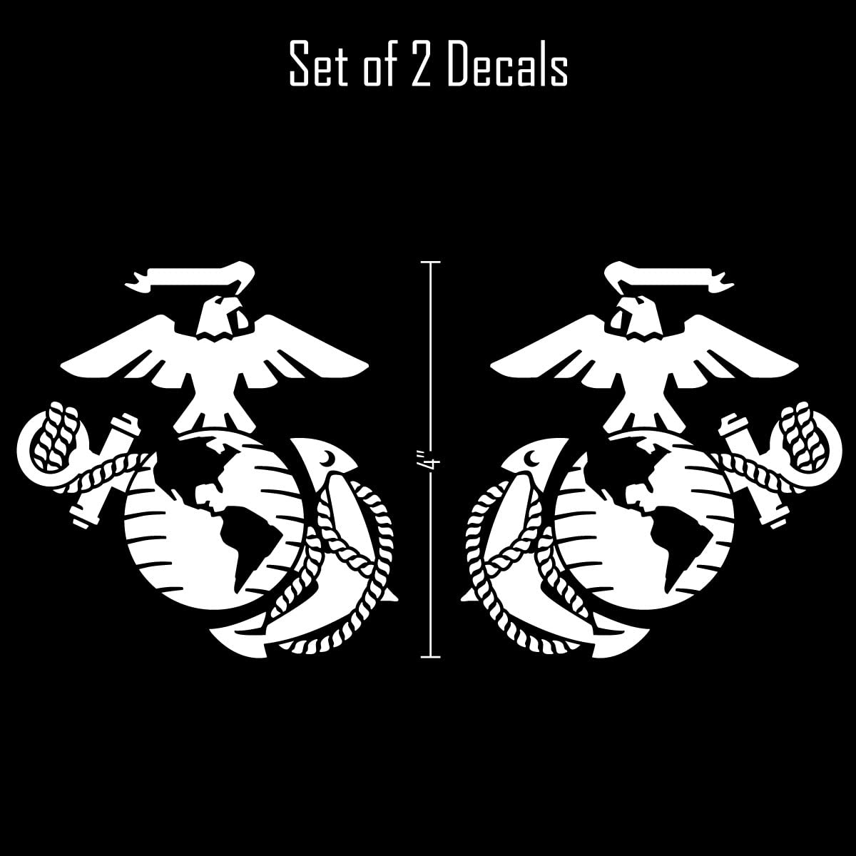 DECALCOMANIA LIFESTYLE DECALS USMC Stickers - 11 Piece Vinyl Military Decals Set, 0.5" to 5.7", Marine Corps Value Pack