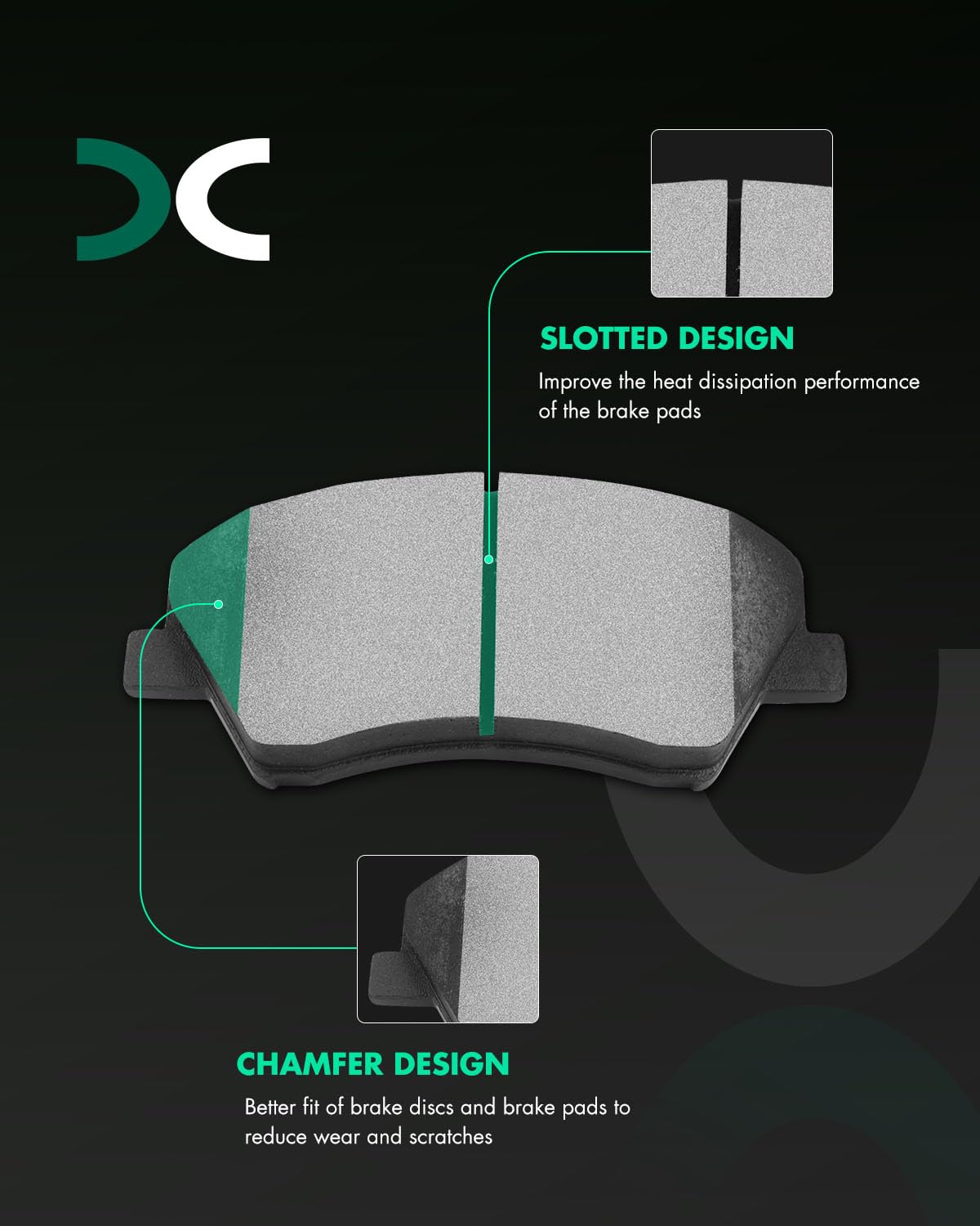 Scitoo D1912 Ceramic Brake Pads Sets Front W/Hardware Replacement For Hyundai For Elantra 2017-2020,For Hyundai For Ioniq 2017-2