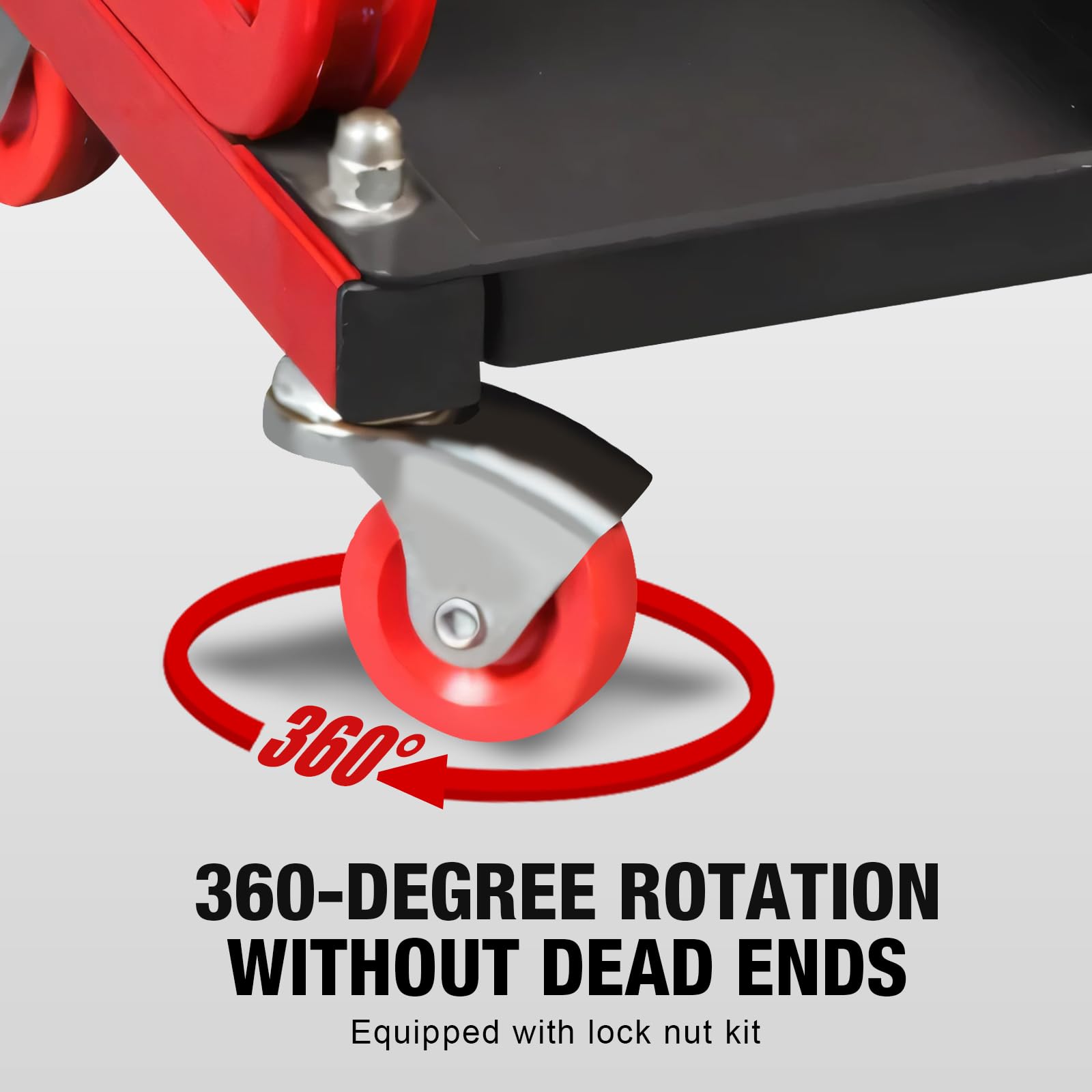 Big Red Torin 260Lbs Red Rolling Automotive Creeper Garage/Shop Seat: Padded Mechanic Stool With Tool Large Tray For Garages, Re