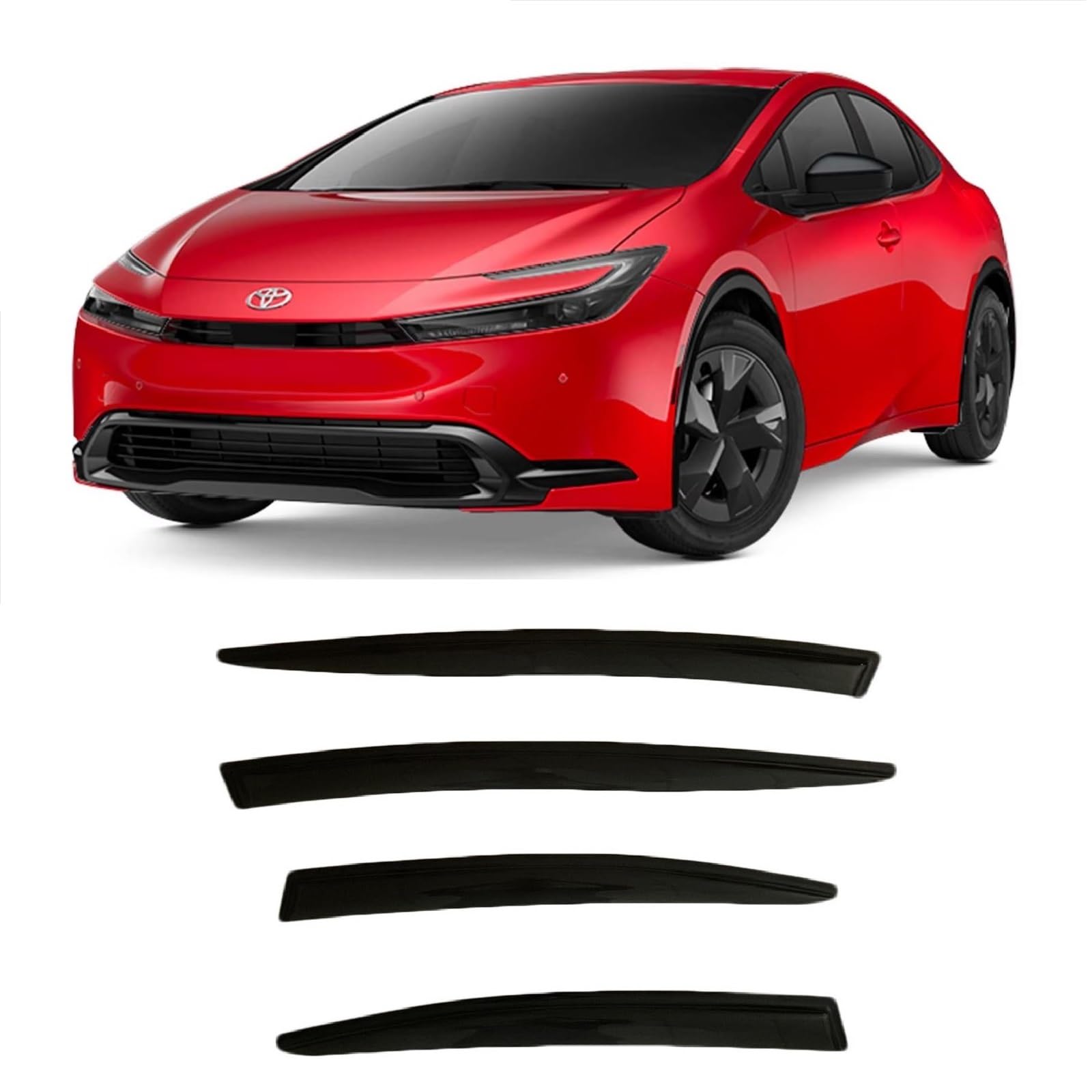 2023-2025 Tape-On Side Window Visor Deflectors for Toyota Prius and Prius Prime SE XSE Premium LE XLE Limited Smoke Tinted Rain 