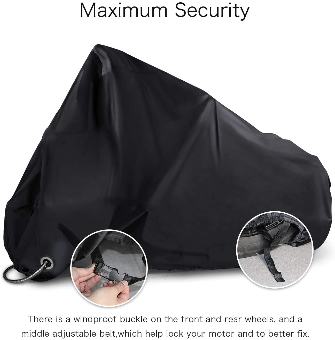 New Generation Motorcycle Cover ! Xyzctem All Weather Black Xl Large-Heavy Duty Waterproof Outdoor Protects Fits Up To 96 Inch For Harley Davidson, Honda, Suzuki,Yamaha And More