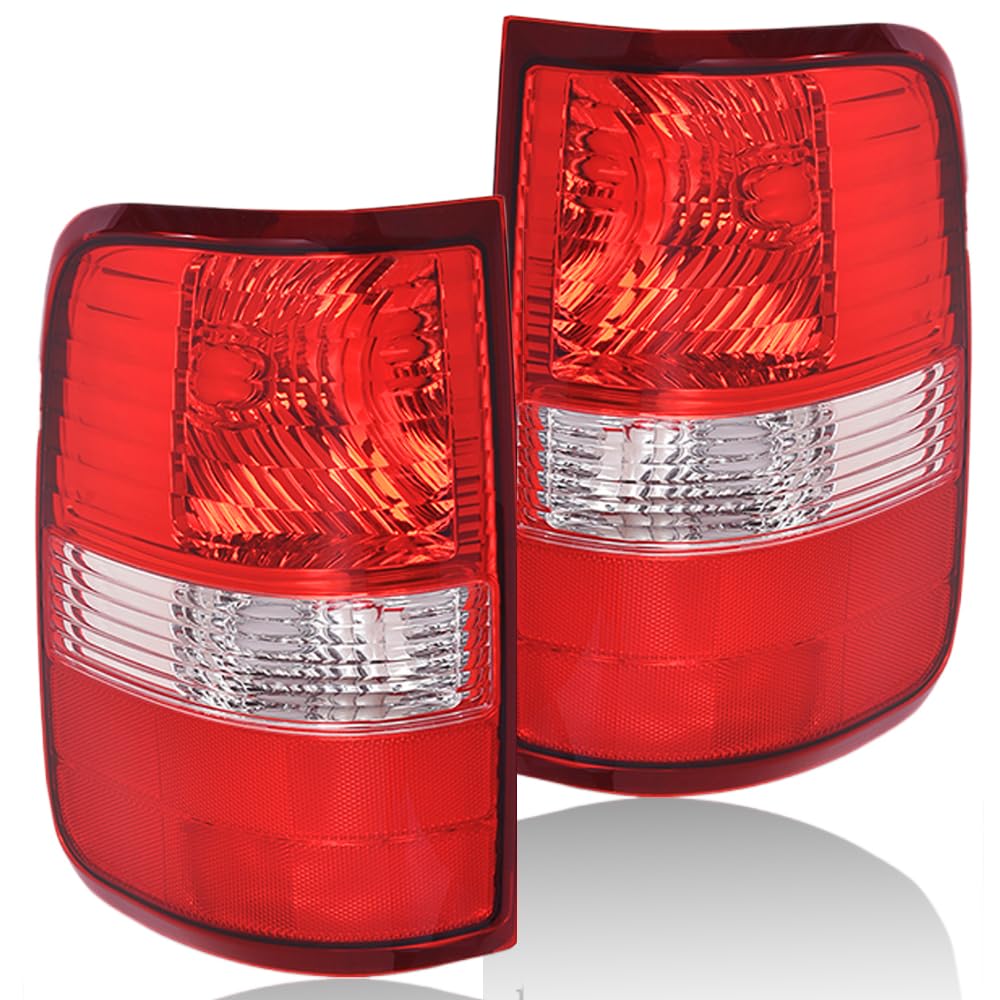 CNNELL Tail Lights Tail Lamp Assembly Pair w/o Bulb Red Lens Compatible with 2004 Ford F150 (submodel: Lariat, XL) New Body Styl