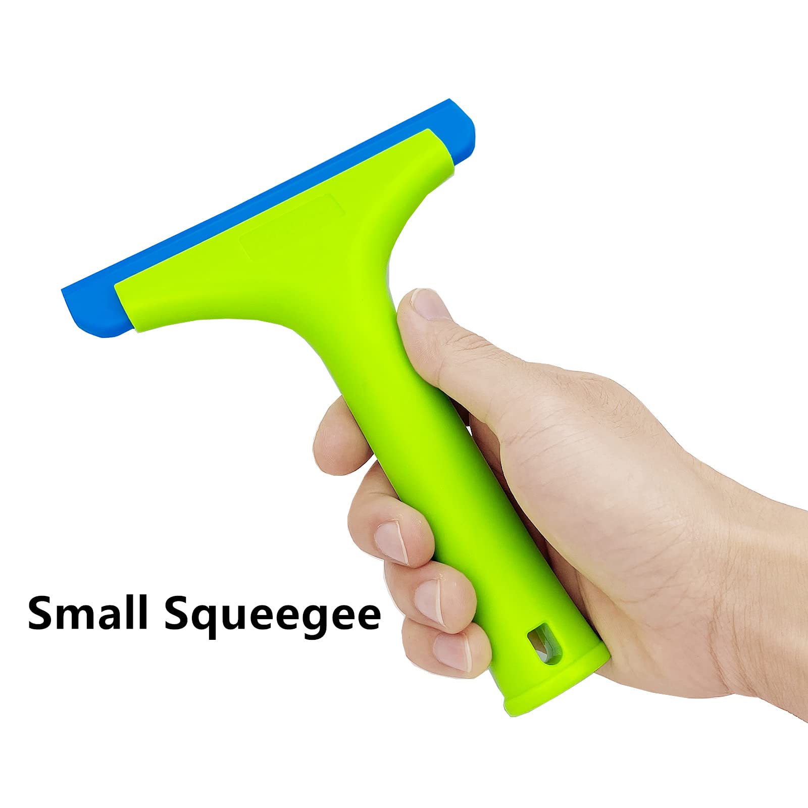 Super Flexible Silicone Squeegee, Auto Water Blade, Water Wiper, Shower Squeegee, 5.9'' Blade And 7.5'' Long Handle, For Car Windshield, Window, Mirror, Glass Door, Green+Lake Blue