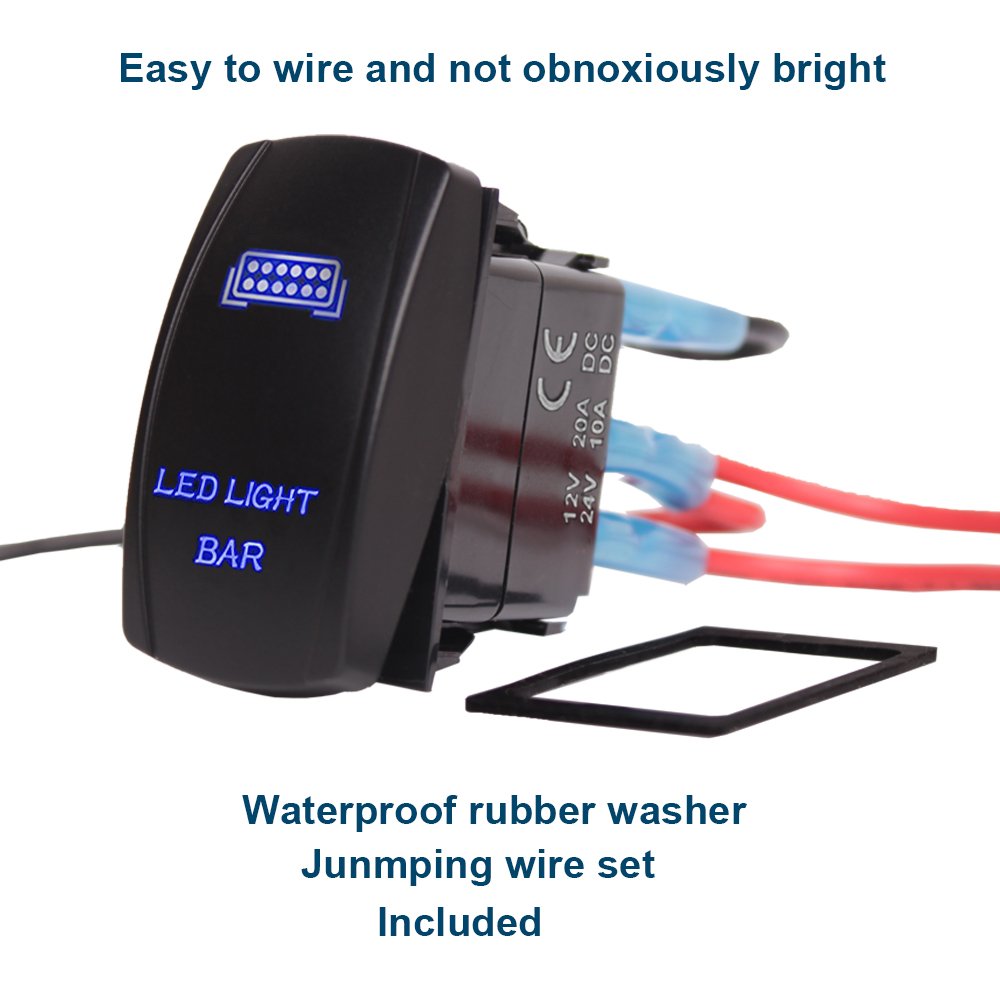Xislet LED Light Bar & Rear Light Rocker Switches 5Pin Laser On/Off with Jumper Wires Set Compatible with Polaris UTV ATV Jeep V
