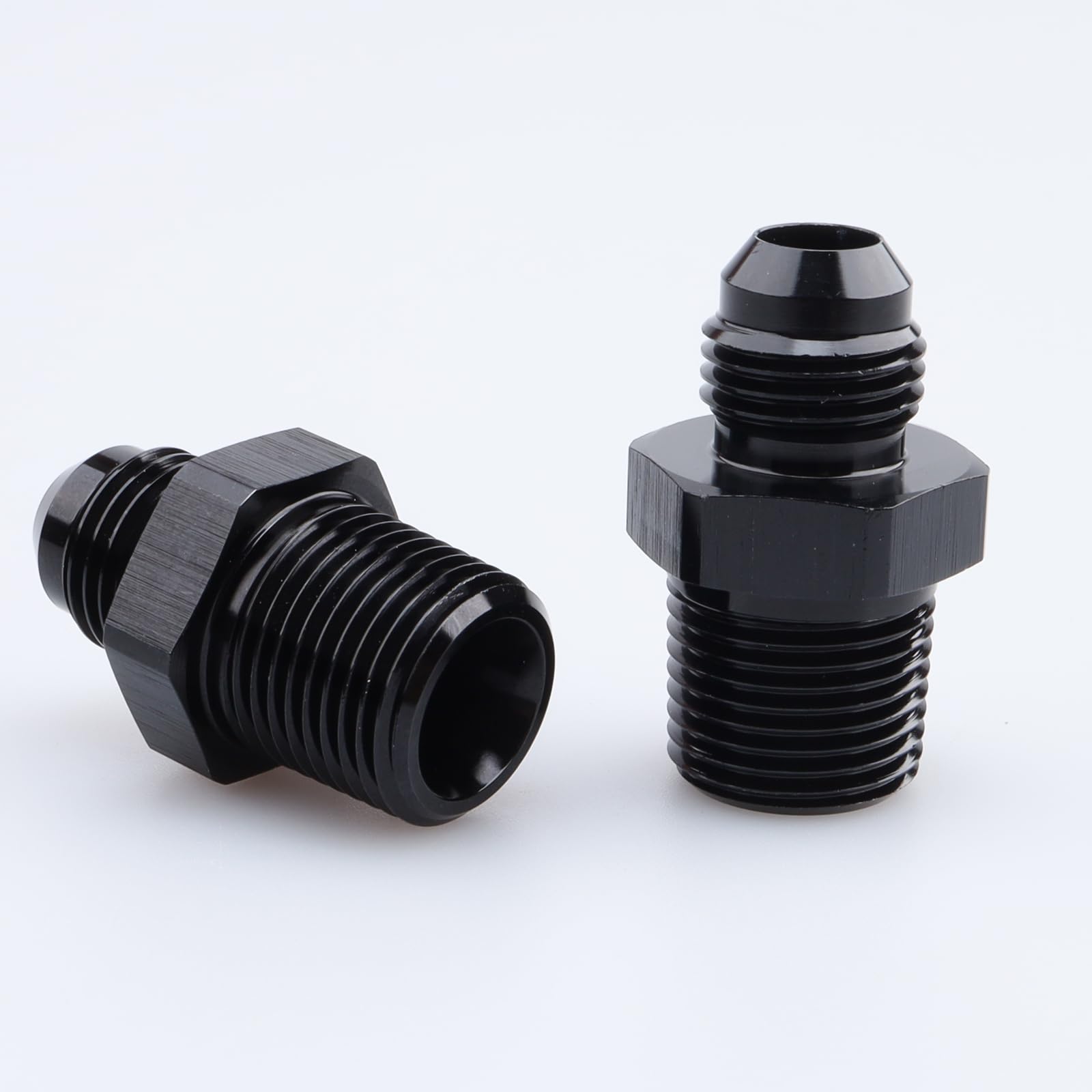 Ac Performance Male 1/2'' Npt To -6 An Flare Adapter Straight Aluminum Black, Pack Of 2