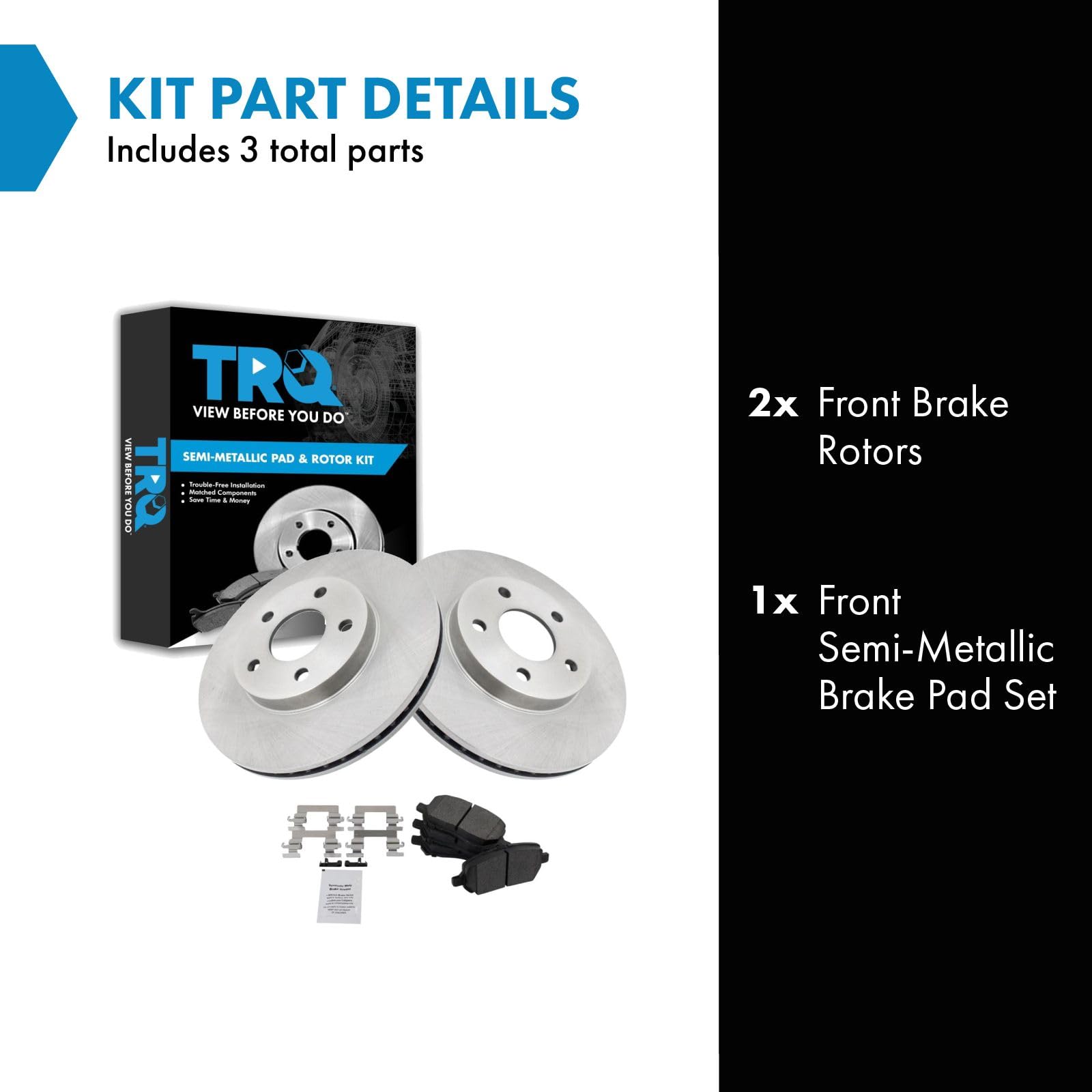 Trq Front Brake Pad & Rotor Kit Brake Pads Brake Rotor Semi-Metallic Compatible With 2007-2010 Chevrolet Cobalt 2007-2009 Pontia