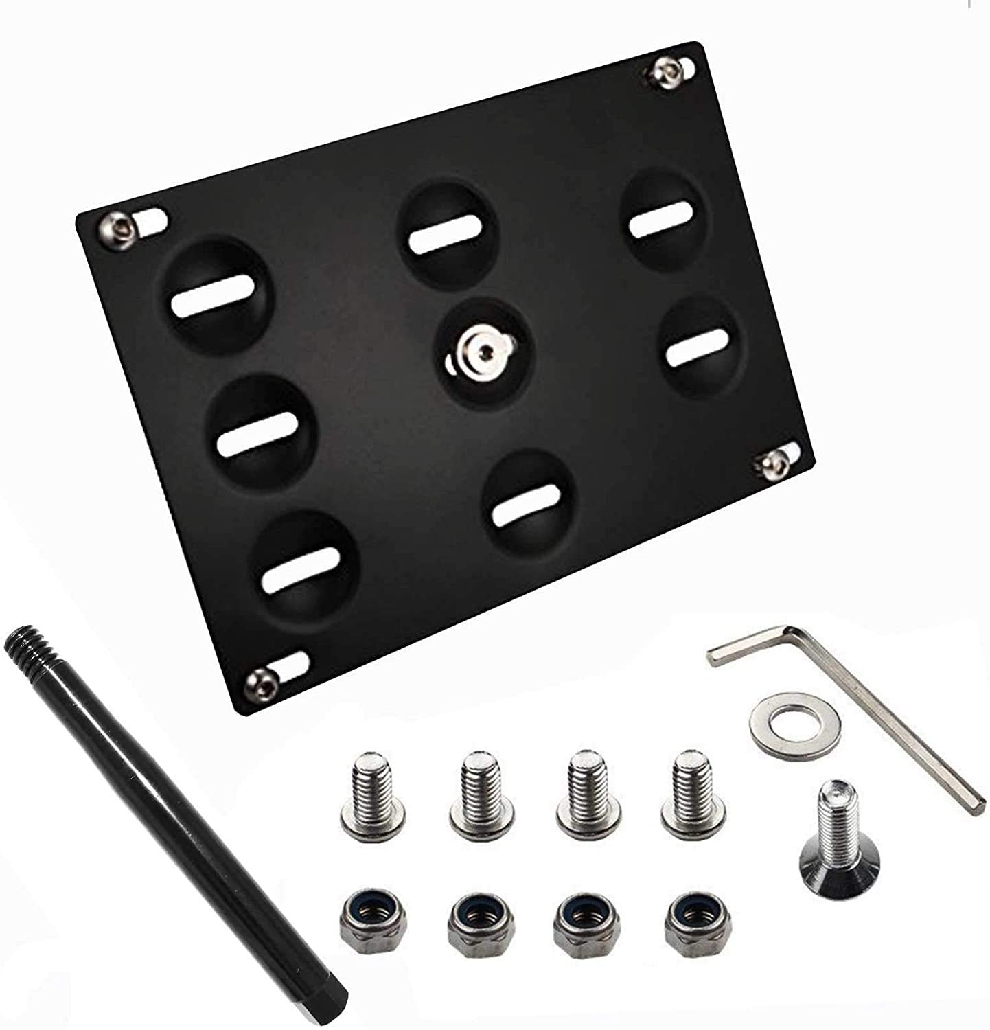 Xotic Tech Front Bumper Tow Hook License Plate Mount Bracket Bolt On Pre-Drilled Compatible With Lexus Is-F Gs Ls Rx Rc Black