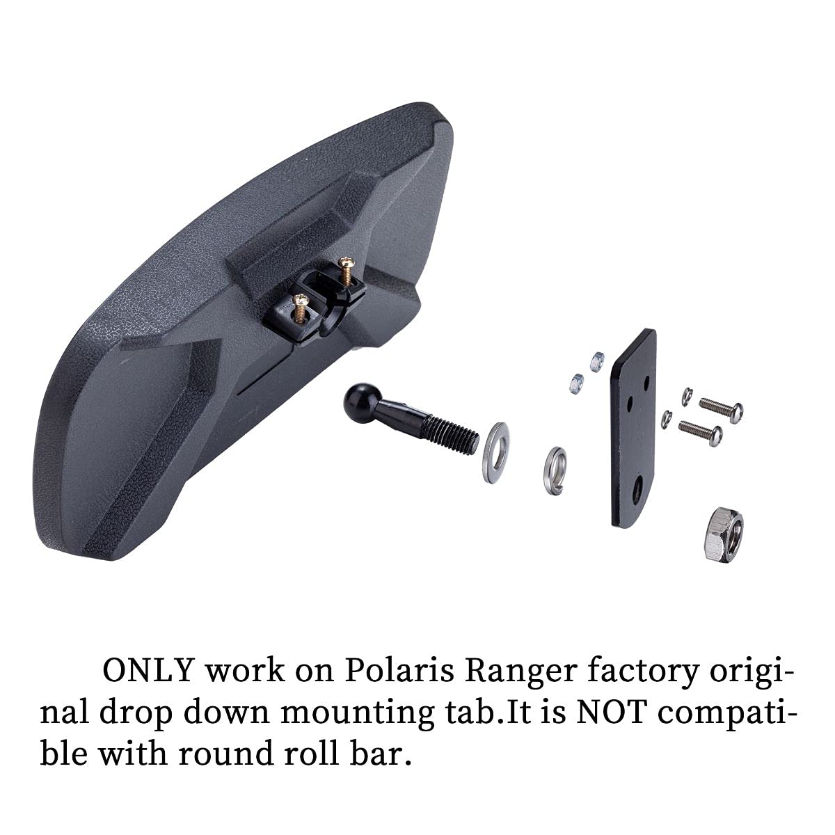 Dicater Center Rear View Mirror Compatible With Polaris Ranger 500 570 900 Xp 1000 Xp/Crew 2017-2023 High Definition Convex Rear