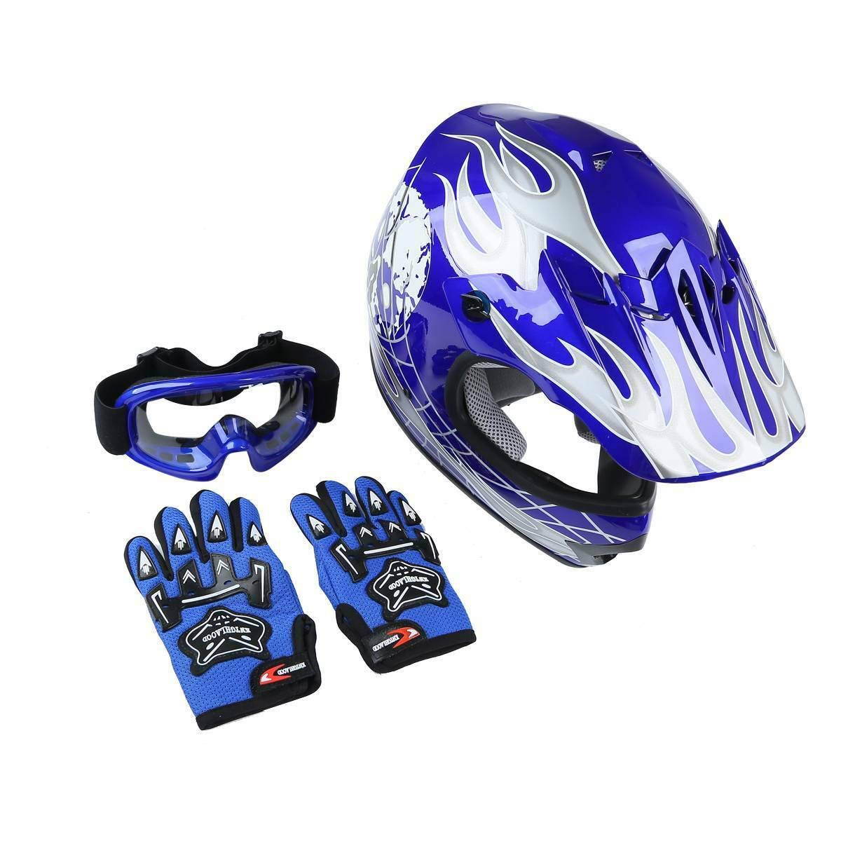 SLMOTO Youth Motocross Helmet X-Large Pink Butterfly ABS with Goggles & Gloves