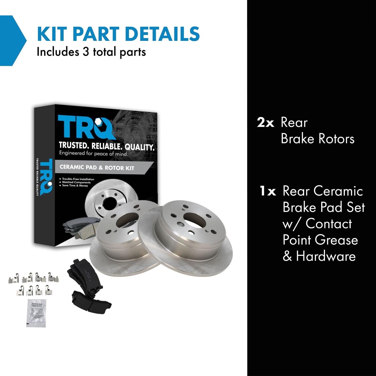TRQ Rear Brake Pad & Rotor Kit Brake Pads Brake Rotor Ceramic Compatible with 1997-1999 Lexus ES300 1992-1999 Toyota Camry 1999