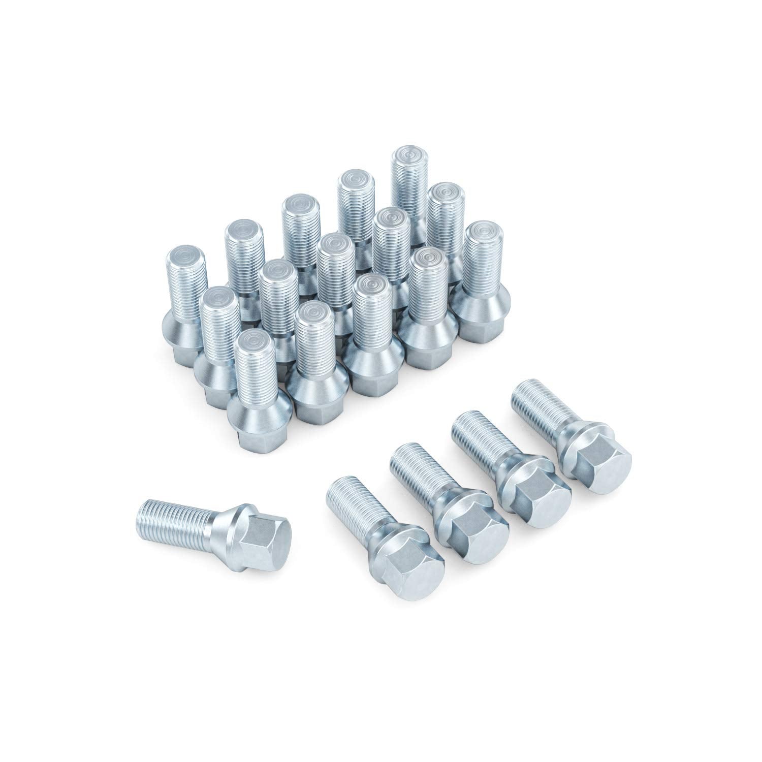 20Pcs Silver 12X1.5 Lug Bolts (26Mm Shank Length, Cone Seat) Oem Length - Compatible With Bmw 128I 135I 318I 320I 325I 328I 335I