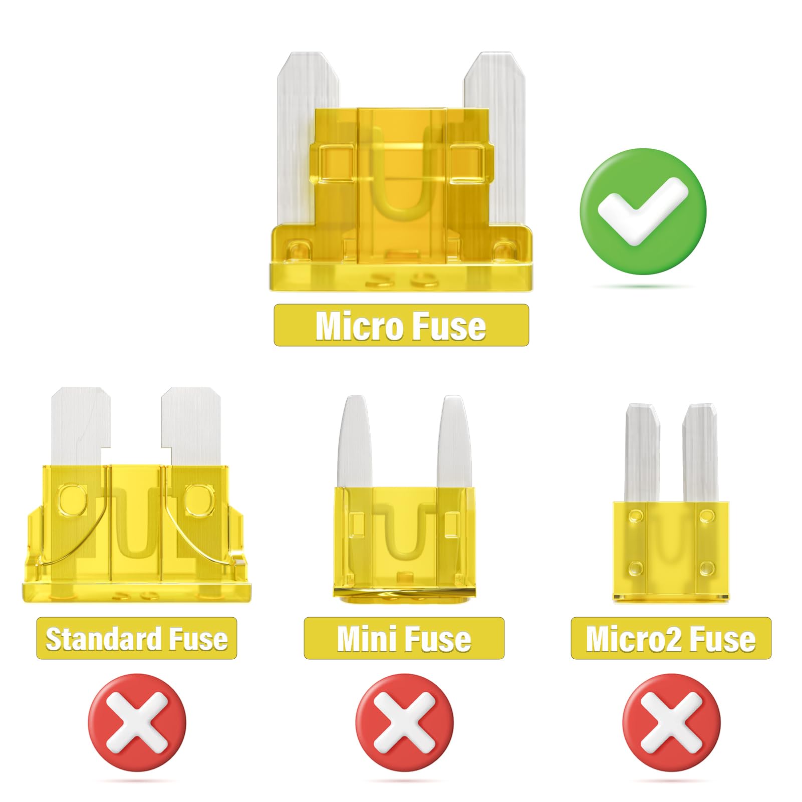 ALLECIN 20A Low Profile Mini Fuse 20 Amp Micro Car Fuses 20Amp Auto Blade Fusible Automotive Fusibles para Carro for RV Boat Aut