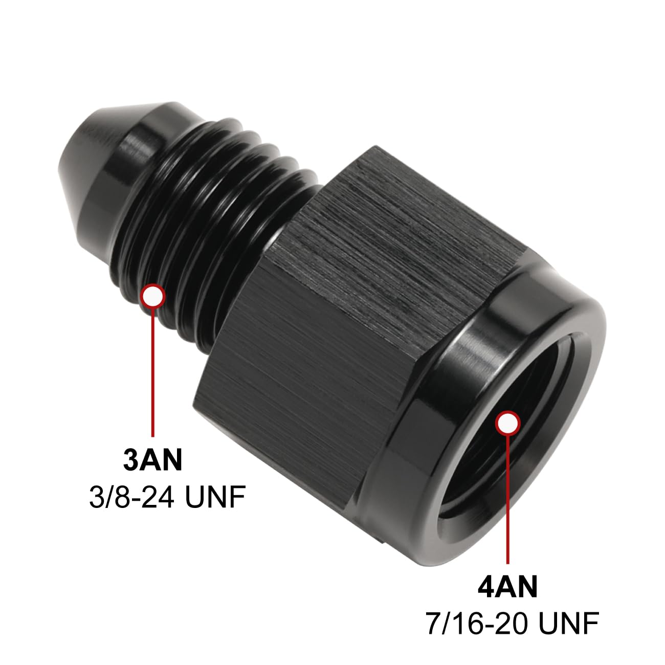 Podavelle 4An Female To 3An Male Flare Reducer Adapter Fitting Connector Aluminum Black