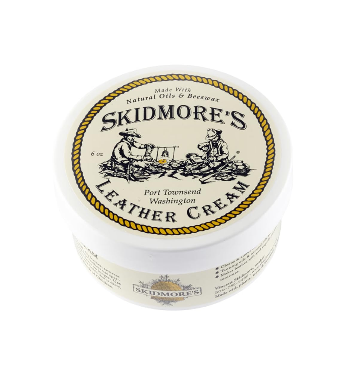 Skidmore's Leather Cream - 100% Natural Conditioner & Cleaner, 6 Oz, Tan, Non-Toxic Water Repellent for Saddles, Boots, Jackets & More