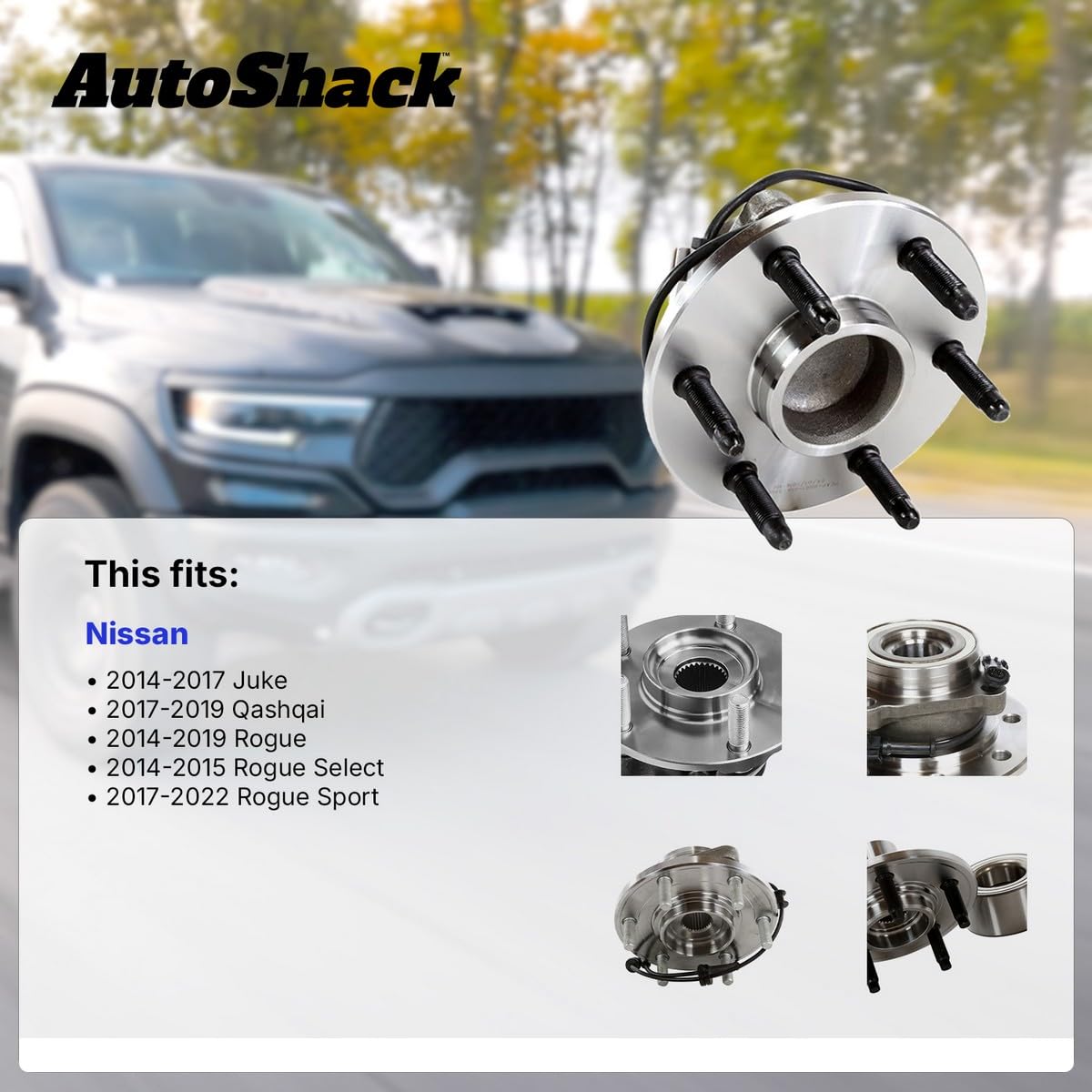 Autoshack Rear Wheel Hub Bearing Pair Of 2 Driver And Passenger Side Replacement For 2014-2015 Nissan Rogue Select 2014-2017 Juke 2014-2019 Rogue 2017-2019 Rogue Sport Qashqai Awd 5-Lug Hb612537Pr