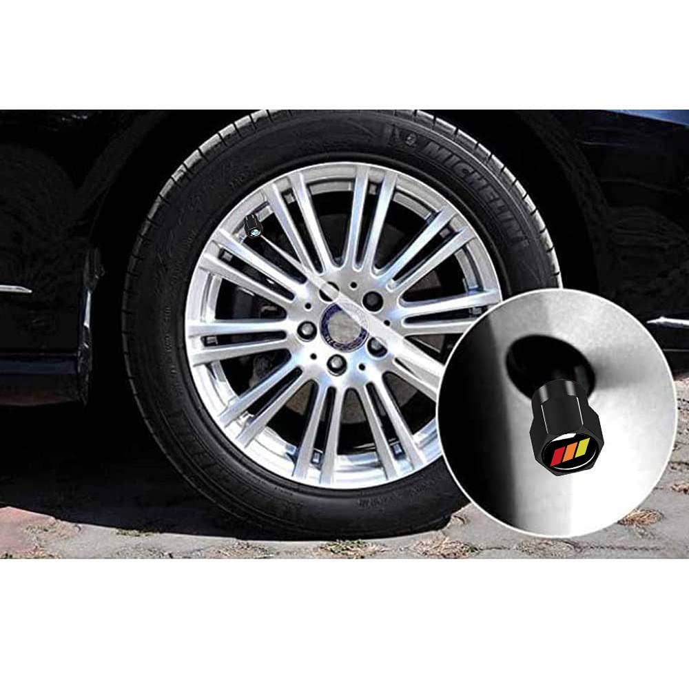 DAOPERS Aluminum Alloy Tire Valve Stem Caps - 4Pack, Tri-Color, Metal, Model CHAXEL for Toyota Tacoma 4Runner Tundra Rav4 Highlander