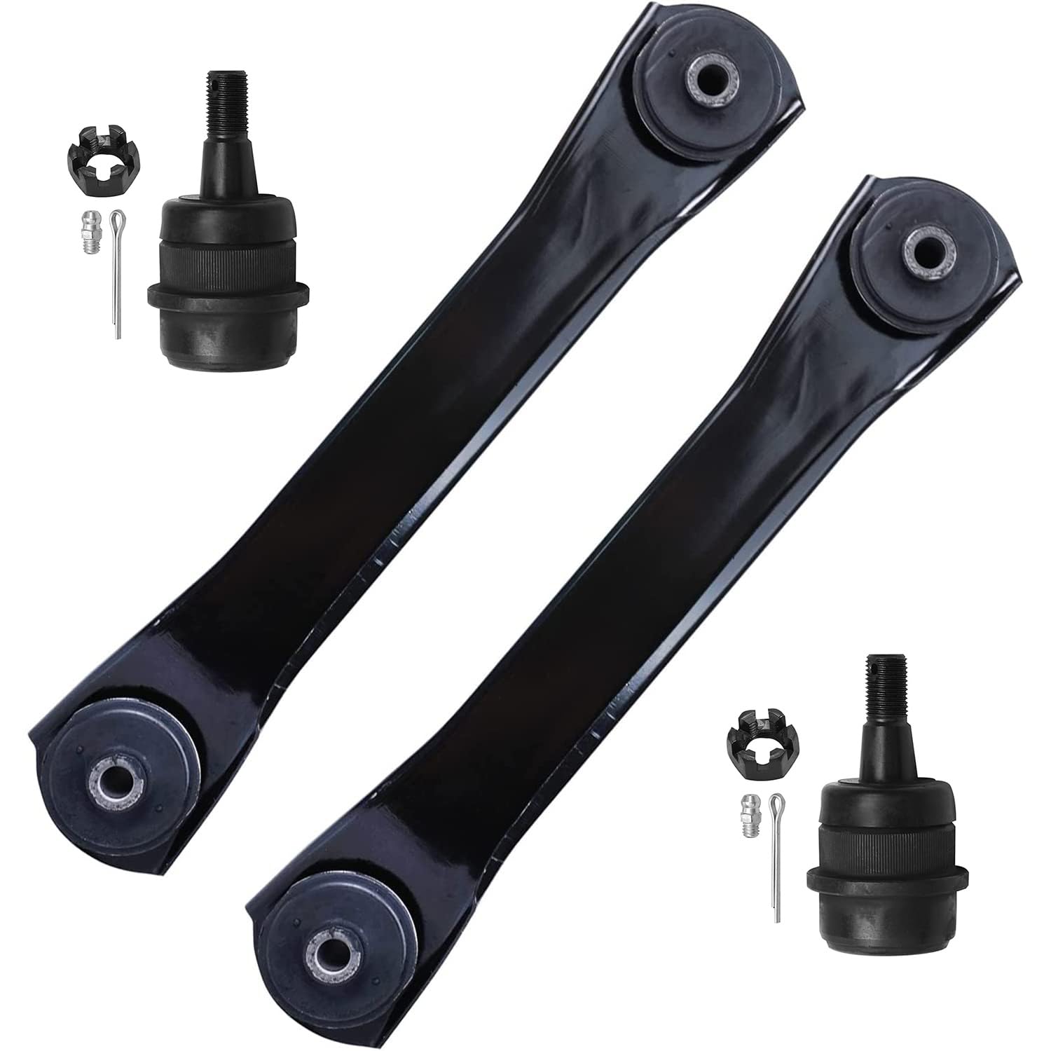 Detroit Axle - Front Lower Control Arms, Upper Ball Joints Replacement for 1984-1999 Jeep Cherokee,1986-1992 Jeep Comanche - 4pc