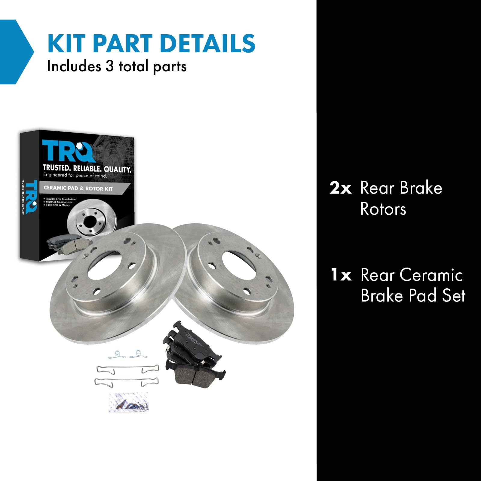 Trq Rear Brake Pad & Rotor Kit Brake Pads Brake Rotor Ceramic Compatible With 2016-2022 Honda Civic
