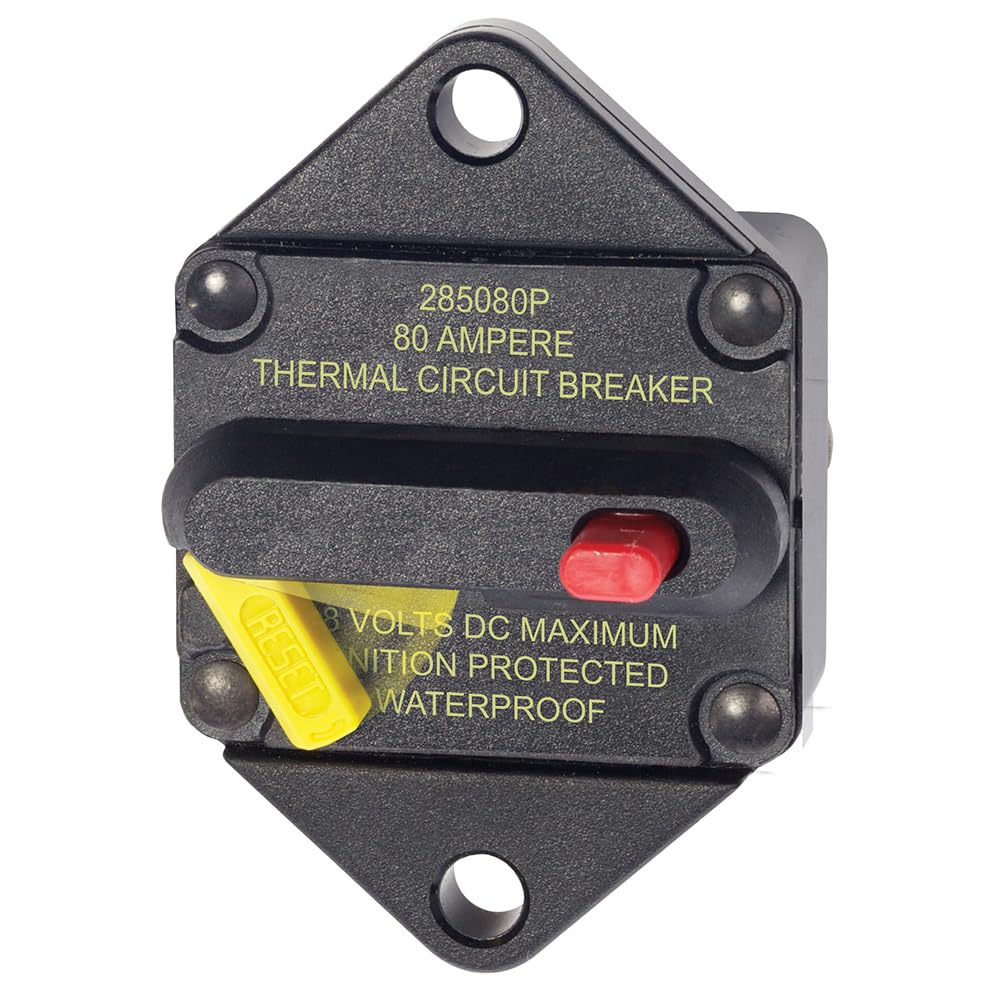 Blue Sea Systems 7086 285 Series Circuit Breakers, Panel Mount, 80A DC