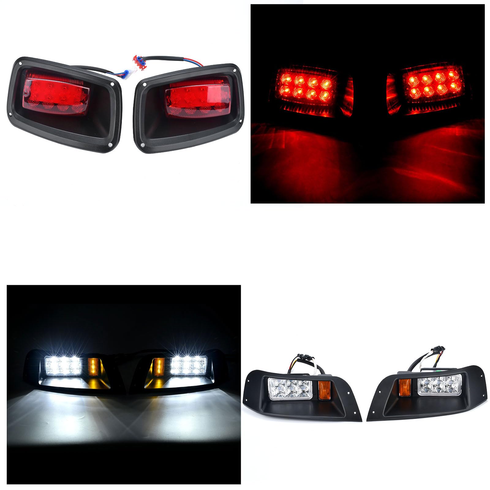 Lochnchn Led Headlight Tail Light Kit Compatible With Ezgo Txt Golf Carts 1996-2013 Street Legal Headlights Kit Tail Light Kit A