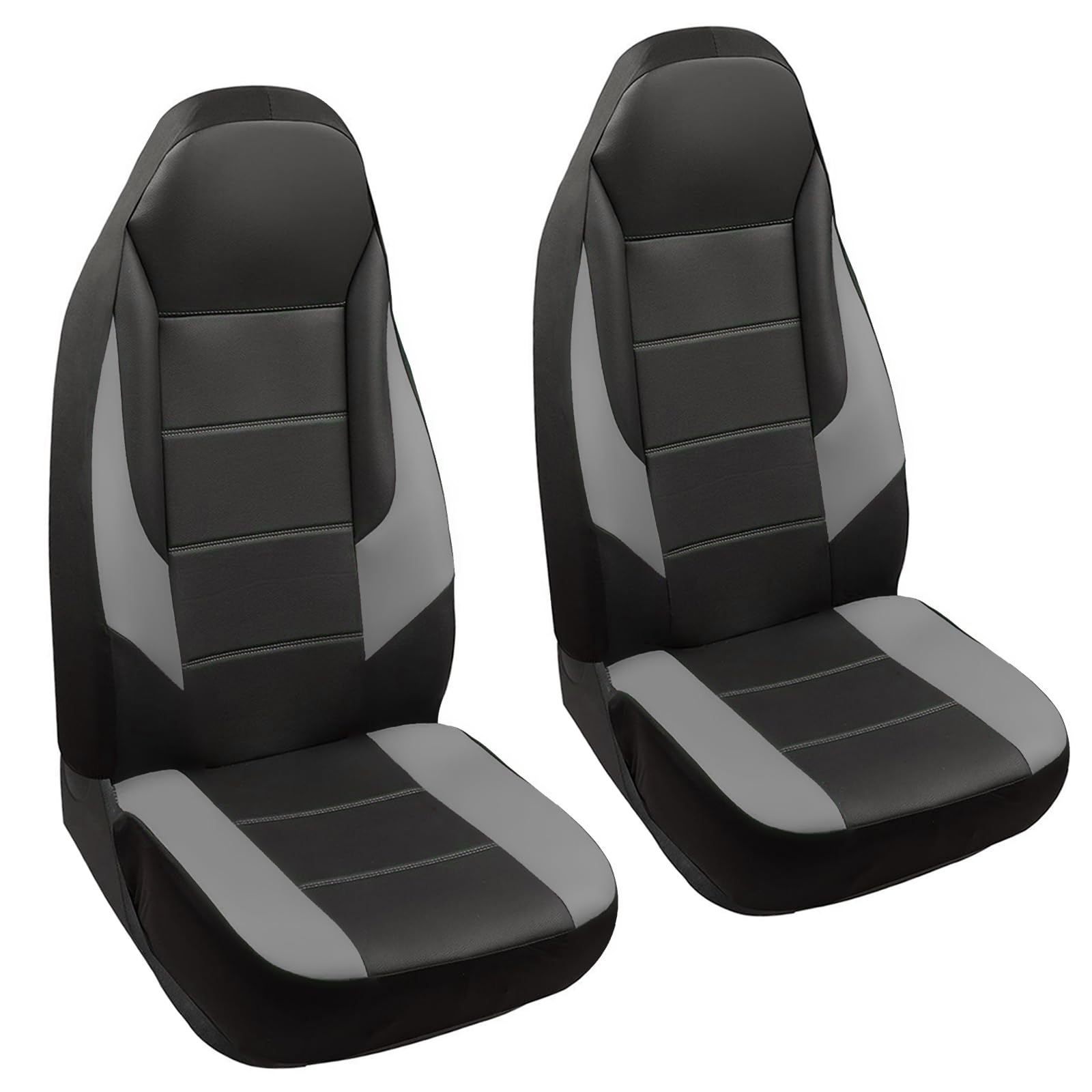 GIANT PANDA Front Car Seat Cover for Jeep Wrangler TJ (1997-2006),Leather Bucket Seat Covers Custom Fit Jeep Accessories (Grey+B