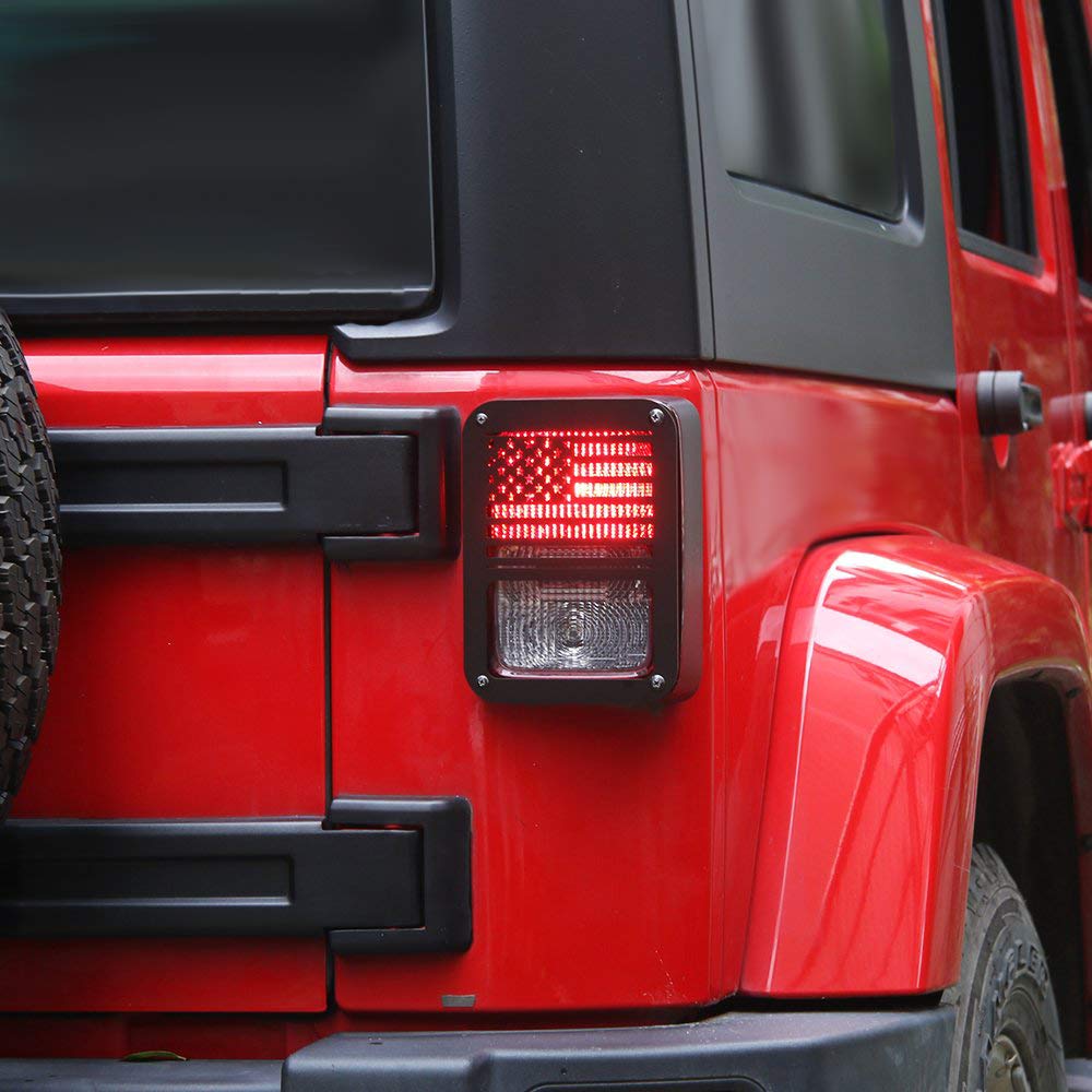 Hooke Road Jk Tail Light Cover Taillight Guard Us Flag Cage Compatible With Jeep Jk Wrangler & Wrangler Unlimited 2007-2018 - Pa