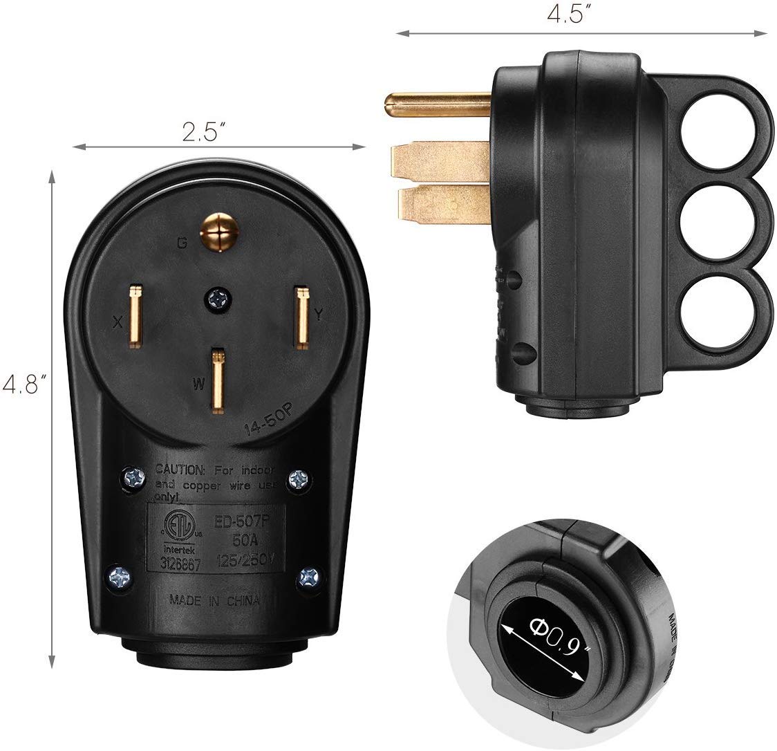 Miady 50Amp Rv Replacement Male Plug With Easy Unplug Design, Etl Certified