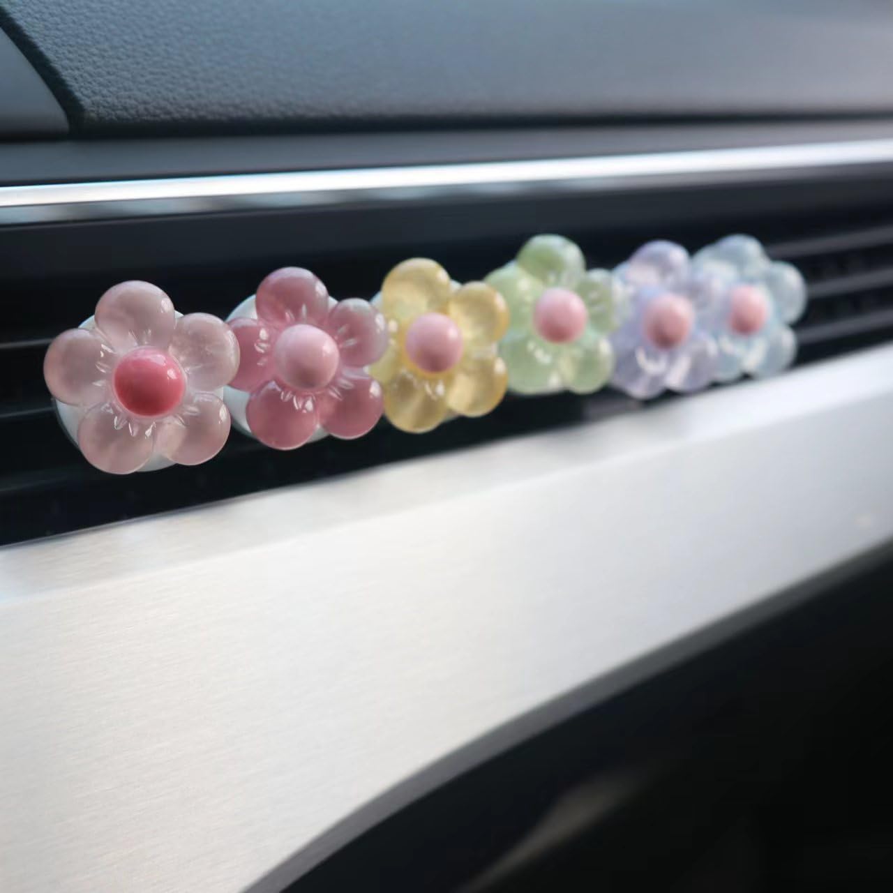 Joynaamn 6 Pcs Car Accessories For Women, Flower Air Vent Clips Air Conditioner Outlet Decoration Car Interior Decor Charm, Asso