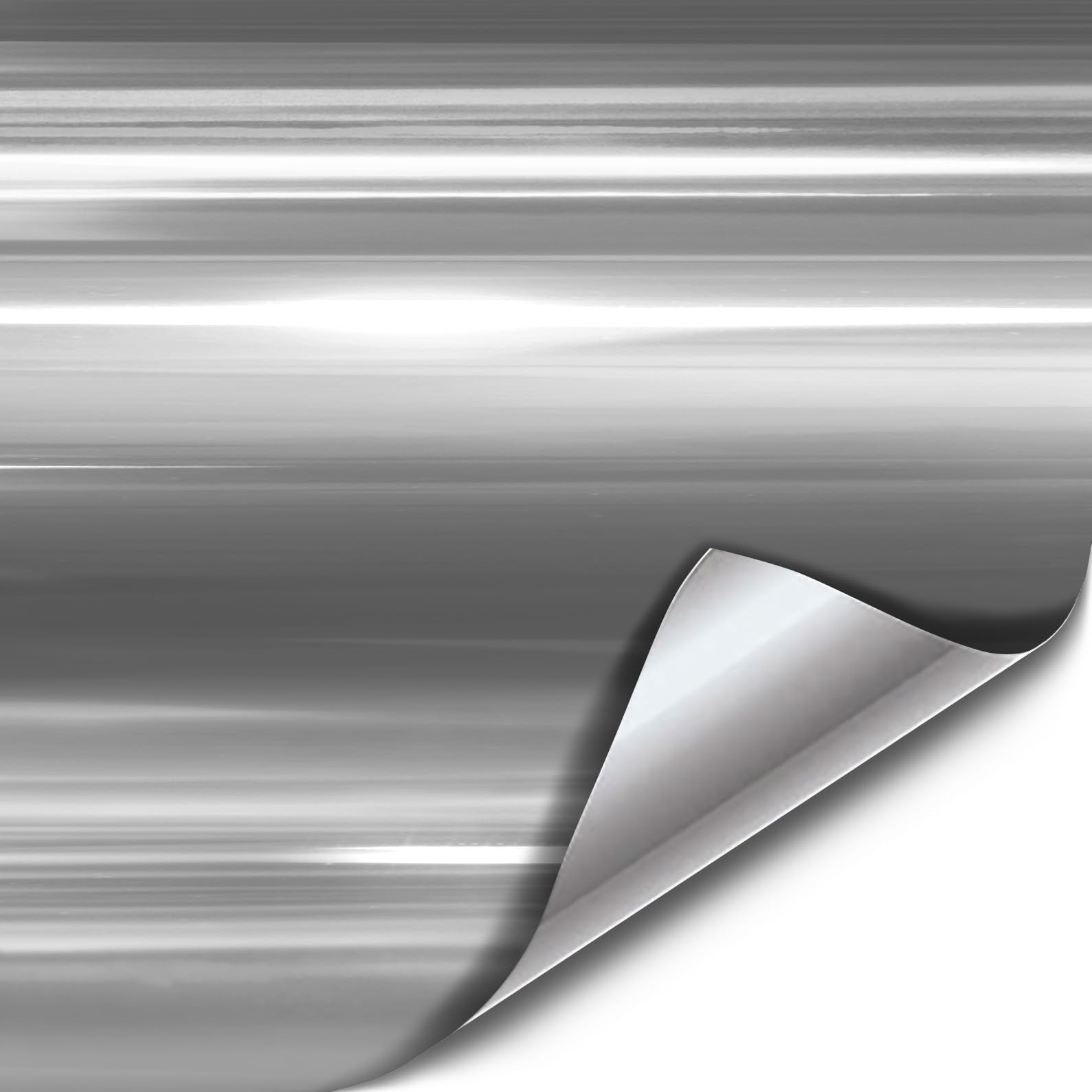 Vvivid Gloss Chrome Silver Vinyl Wrap Adhesive Film Roll Air Release Diy Sheet (1Ft X 5Ft)