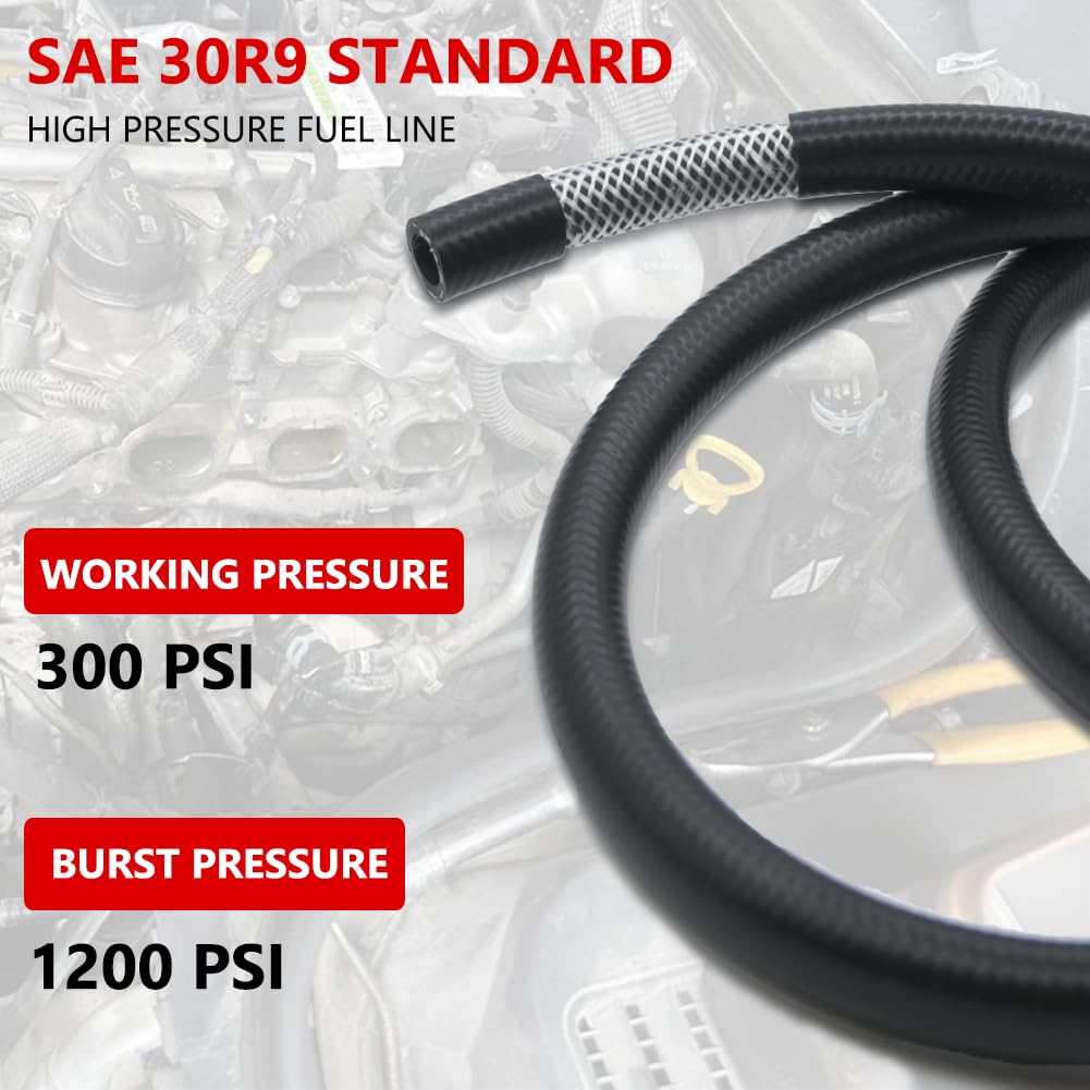3/8 Transmission Cooler Hose 10Mm High Pressure Push Lock Fuel Injection Hose 300Psi 16Ft
