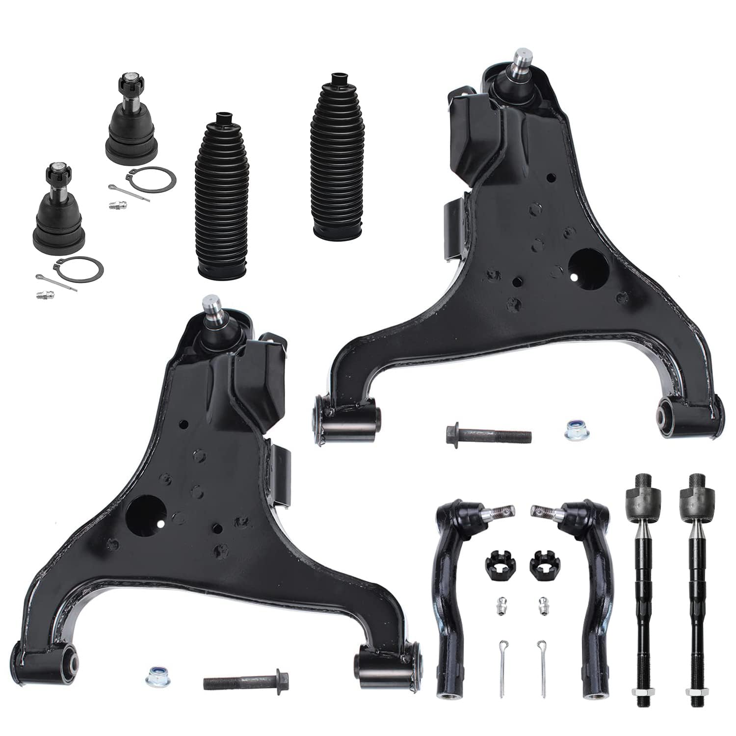 Detroit Axle - Front Lower Control Arm & Ball Joint, Inner Outer Tie Rod Replacement for 2004-2010 Infiniti QX56 - [2005-2015 Ni
