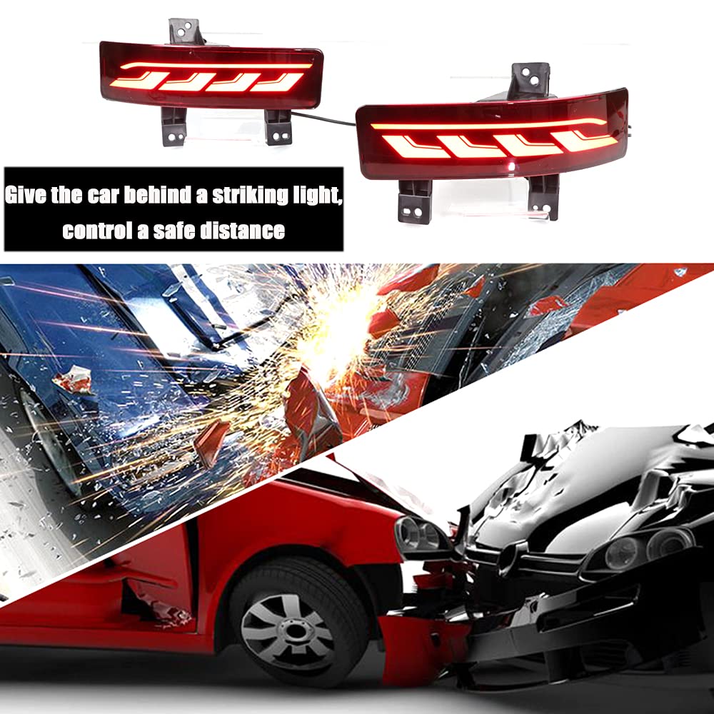 Geegeetop Red Lens Full Led Bumper Reflector Lights Tail Brake Rear Fog Lamps For Honda Crv Cr-V 2020-2021 Plug And Play