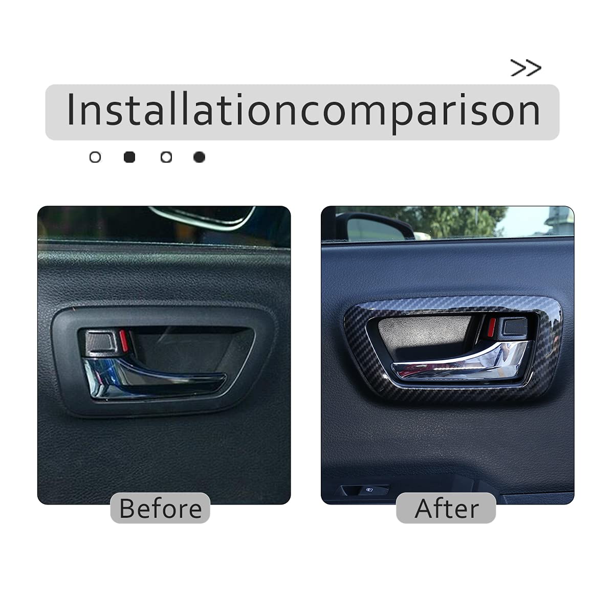 Tongsheng 4Pcs Abs Inner Car Look Interior Door Handle Panel Cover Trim Compatible With Toyota Tacoma 2016 2017 2018 2019 2020 2021 2022 2023 Interior Door Handle Frame (Black Carbon Fiber)
