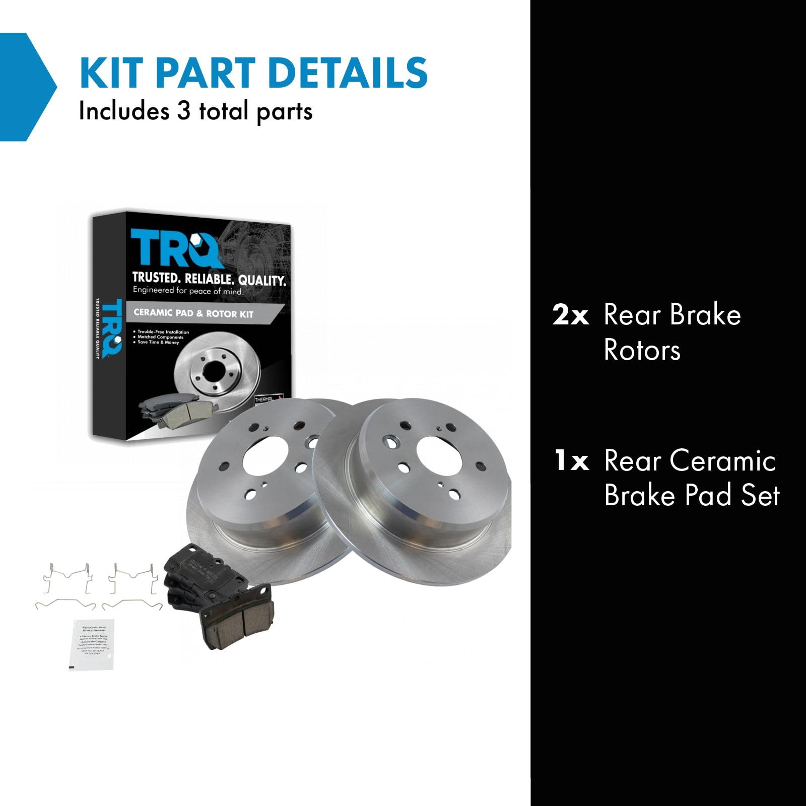 Trq Rear Brake Pad & Rotor Kit Brake Pads Brake Rotor Ceramic Compatible With 2006-2013 Lexus Is250