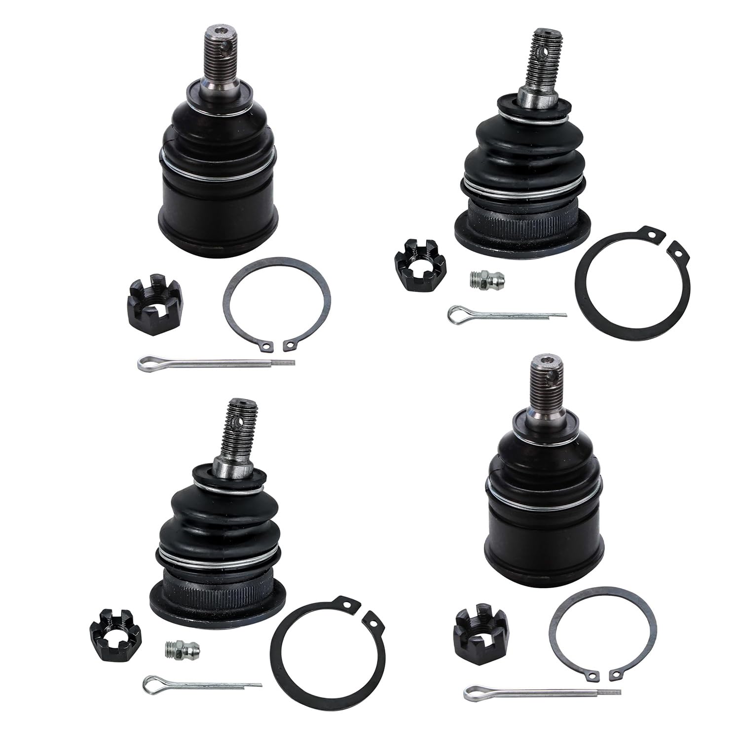 Detroit Axle - Front 4pc Ball Joints for 92-00 Honda Civic, 97-00 EL, 4 Lower & Upper Ball Joints 1992 1993 1994 1995 1996 1997 
