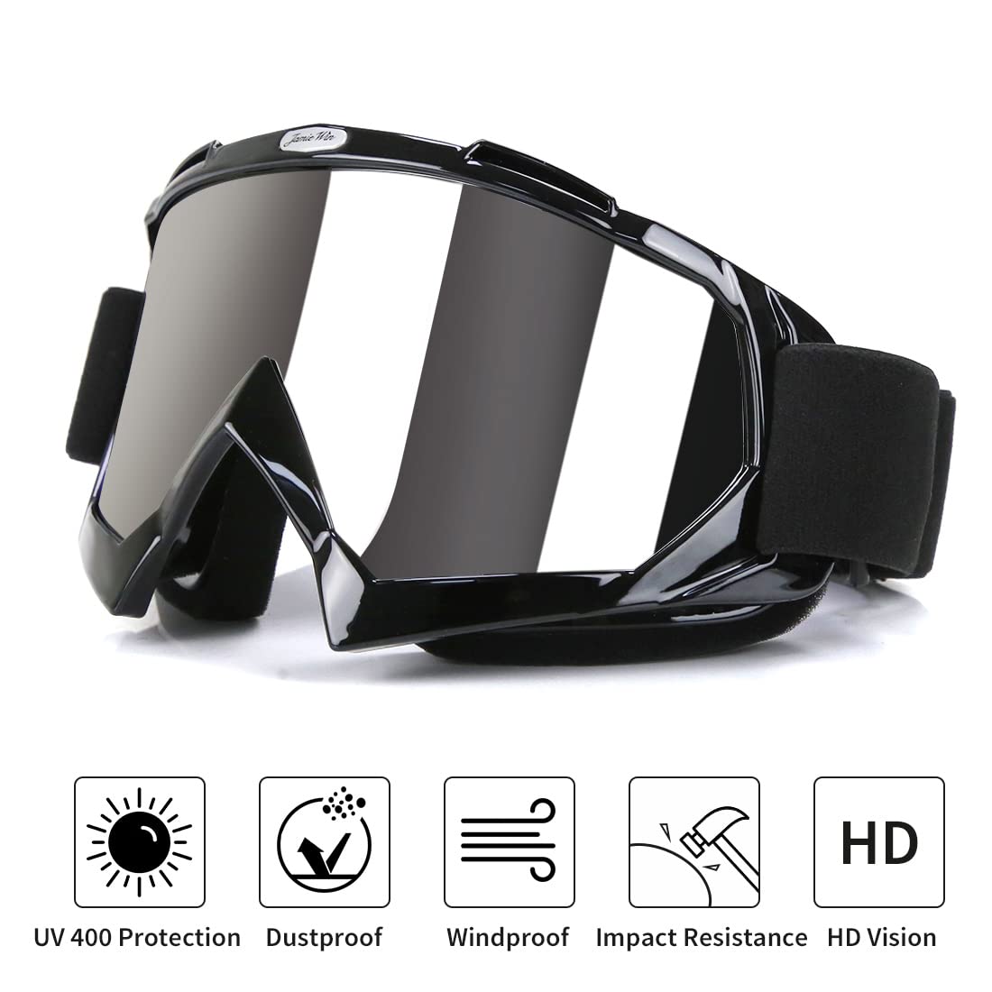 Jamiewin Dirt Bike & Motocross Goggles - Anti Uv, Dustproof & Fog Resistant Offroad Riding Goggles