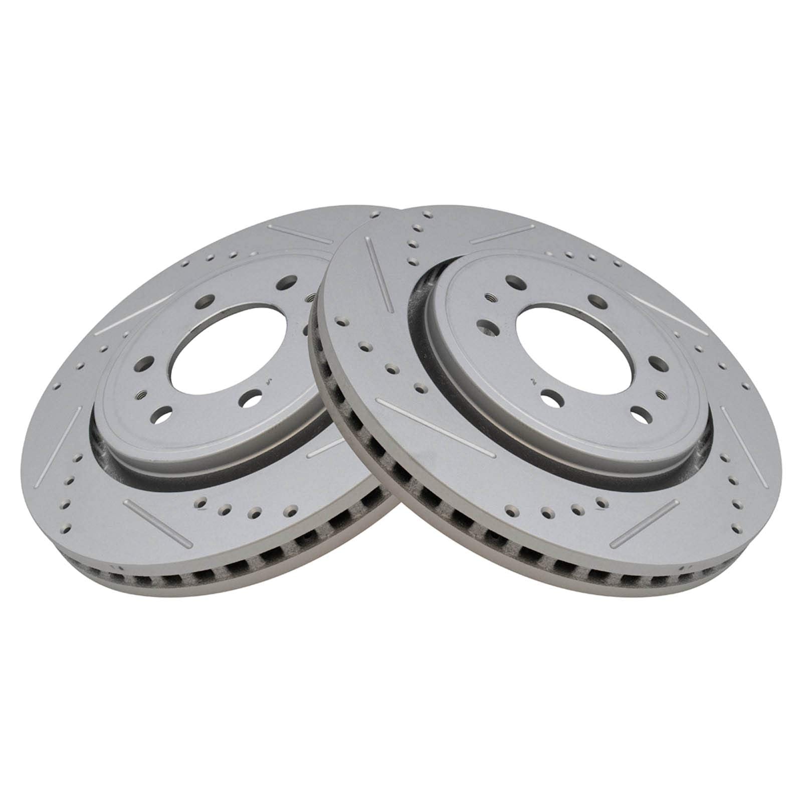 Trq Front Performance Brake Rotors Set Premium G-Coated Cross Drilled & Slotted Compatible With 2007-2021 Ford Expedition 2010-2