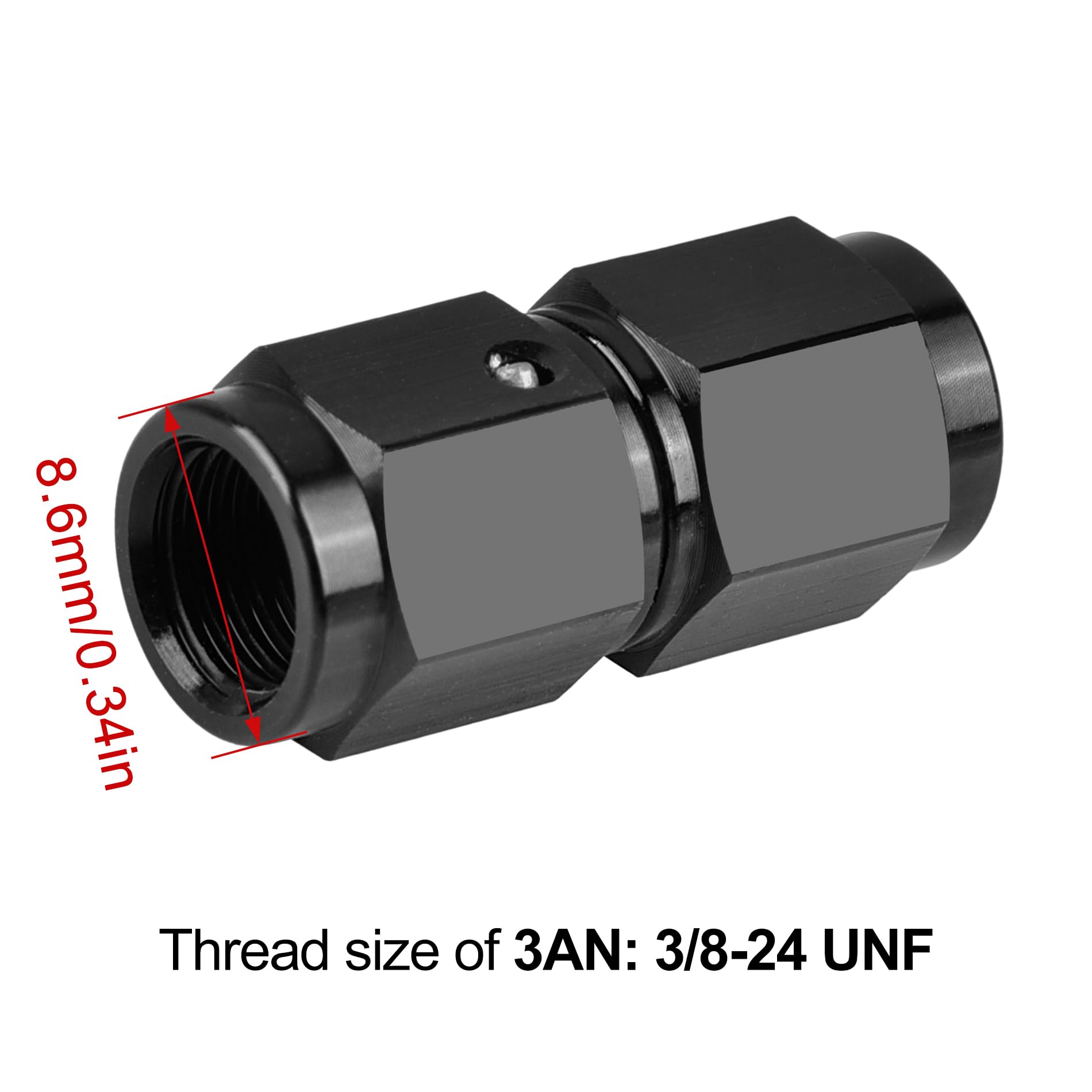 Evil Energy 3An Female To 3An Female Straight Swivel Coupler Union Fitting Adapter Aluminum Black