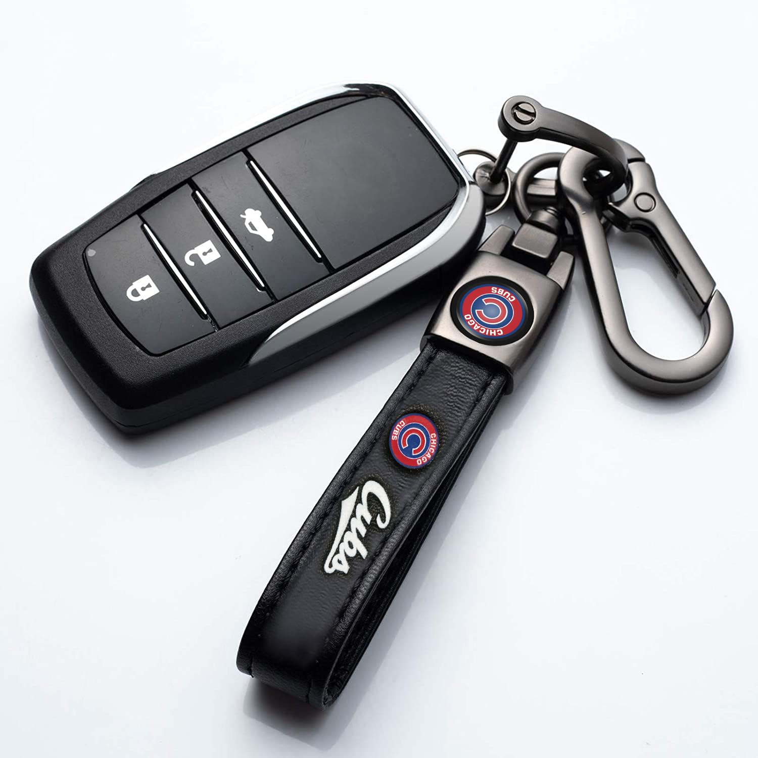 Kaleduo Baseball Fans Car Keychain Keyring, Leather Car Key Chain Compatible With Chicago Cubs Baseball Fans,Delicate Gifts For