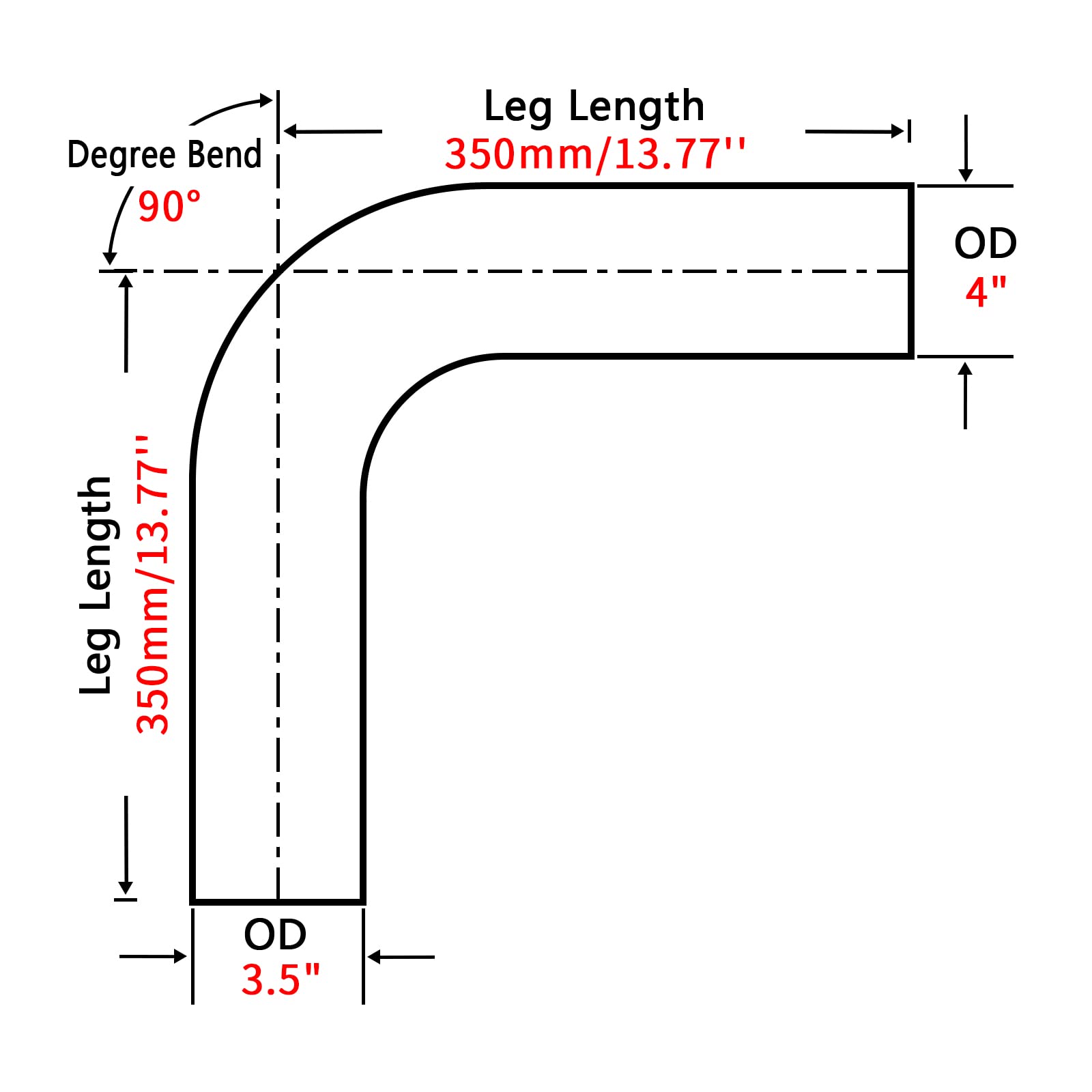 Fgjqefg 4 Inch 90 Degree Diy Custom Mandrel Exhaust Pipe Tube Pipe, T304 Stainless Steel, Universal Fit, 27.5 Inch End To End Le