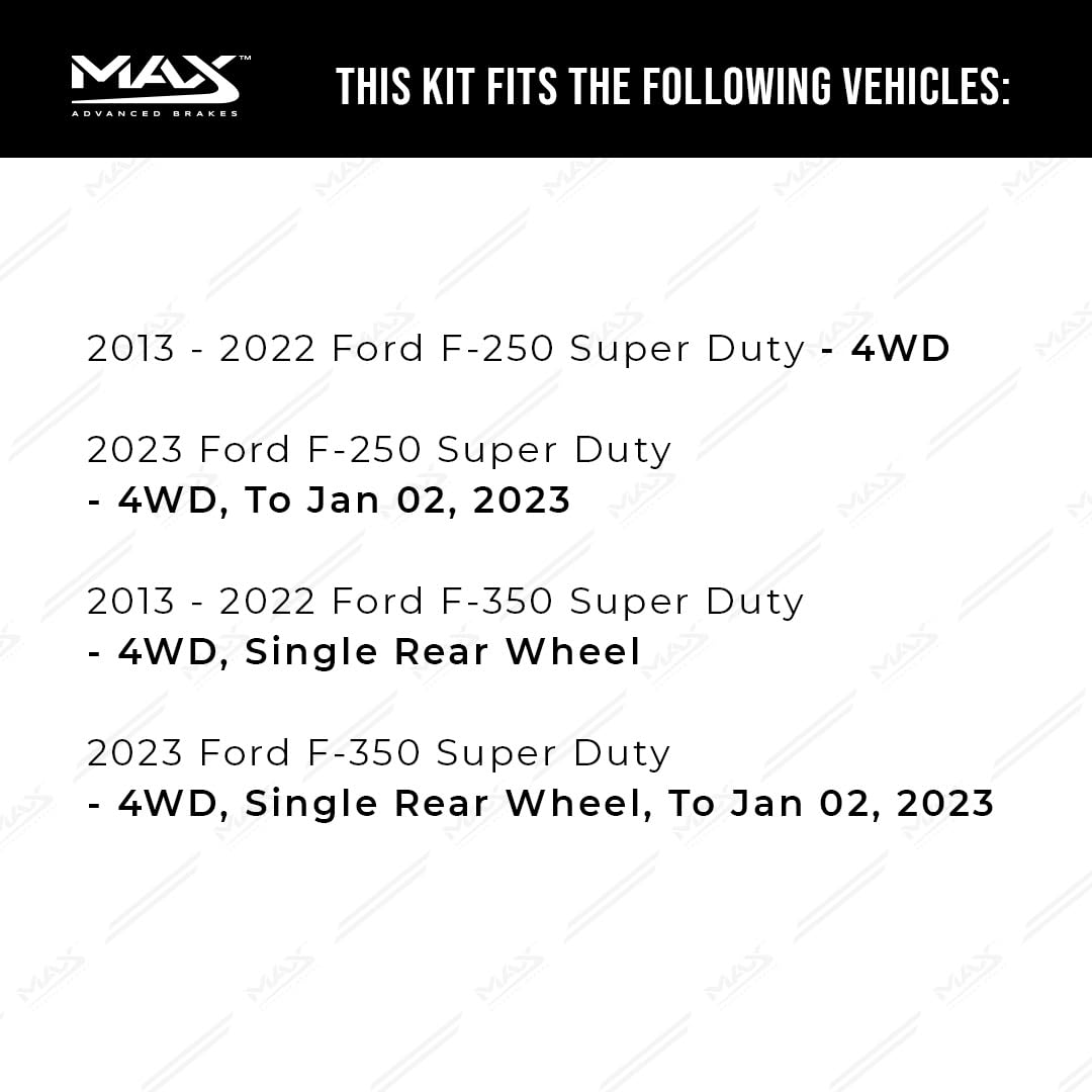 Max Advanced Brakes Front & Rear Brake Kit Compatible With 2013-2017 2018 2019 2020 2021 2022 2023 Ford F250 F350 4Wd Replacemen
