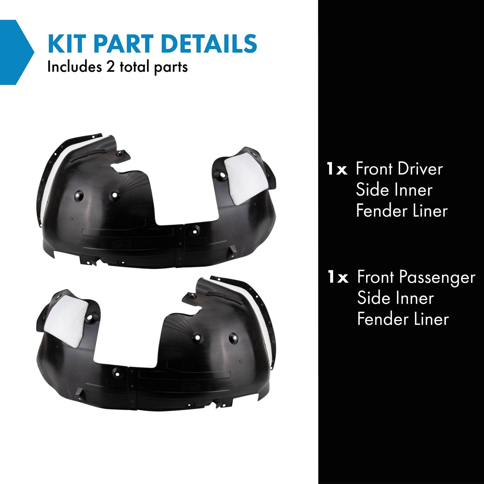 Trq Front Inner Fender Liner Set Compatible With 2019-2020 Hyundai Santa Fe Hy1248172 Hy1249172