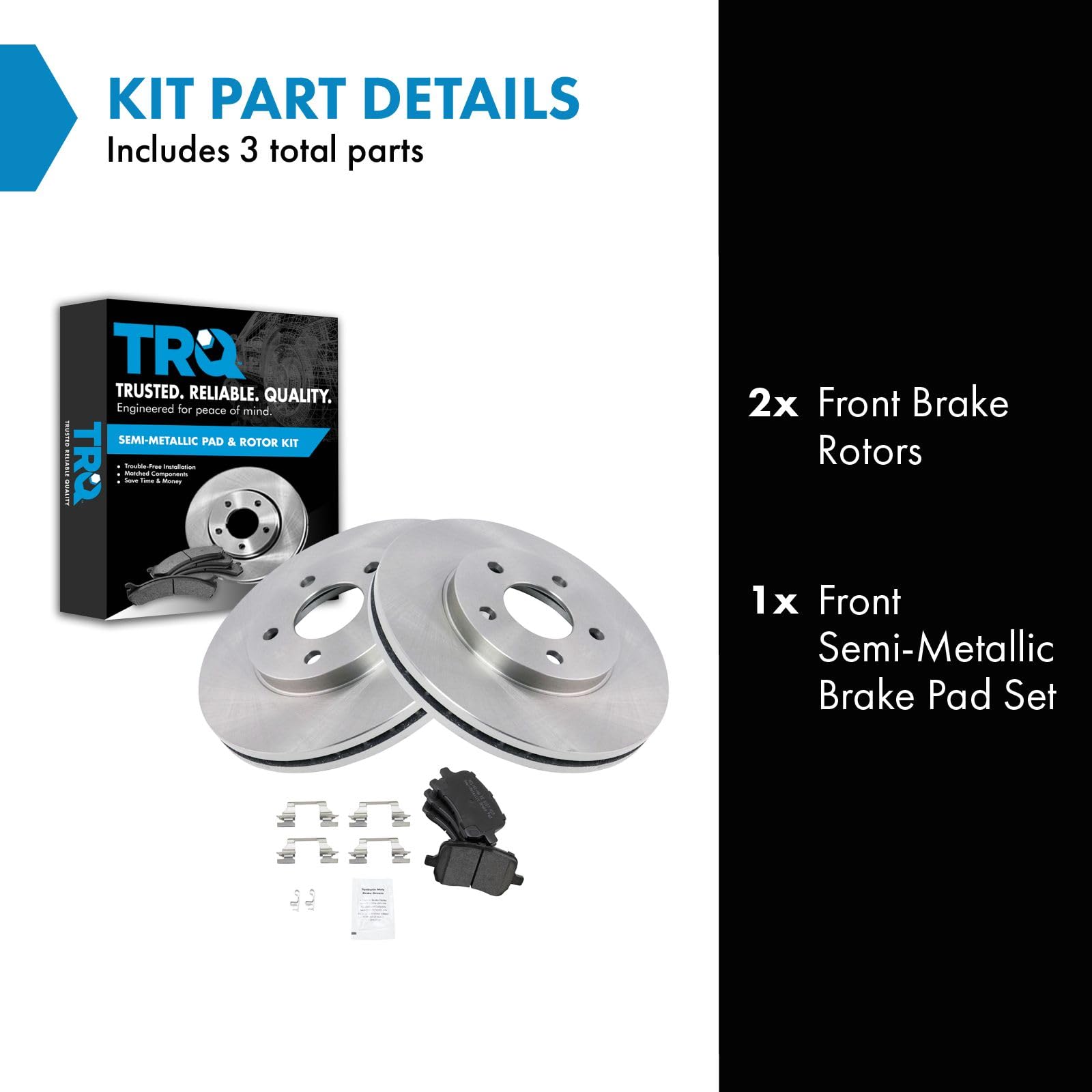Trq Front Brake Pad & Rotor Kit Brake Pads Brake Rotor Semi-Metallic Compatible With 2007-2008 Chevrolet Malibu 2007 Pontiac G6