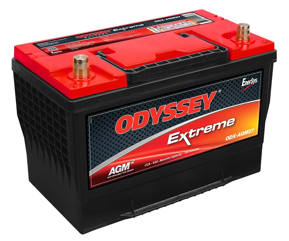 Odyssey Battery, Extreme Series, AGM, 12V, 1290 Cranking amps, Top Post Terminals, 12.5 in L x 8.8 in H x 6.8 in W, Each