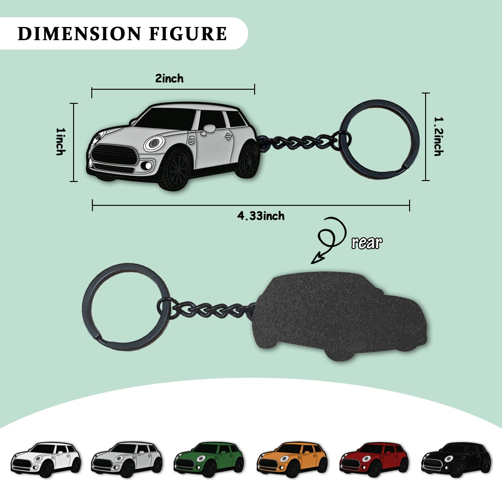 Glahorse For Mini Cooper Keychain，For Mini Cooper/Cooper S Accessories 2014-2022，Metal Keychain (Grey)
