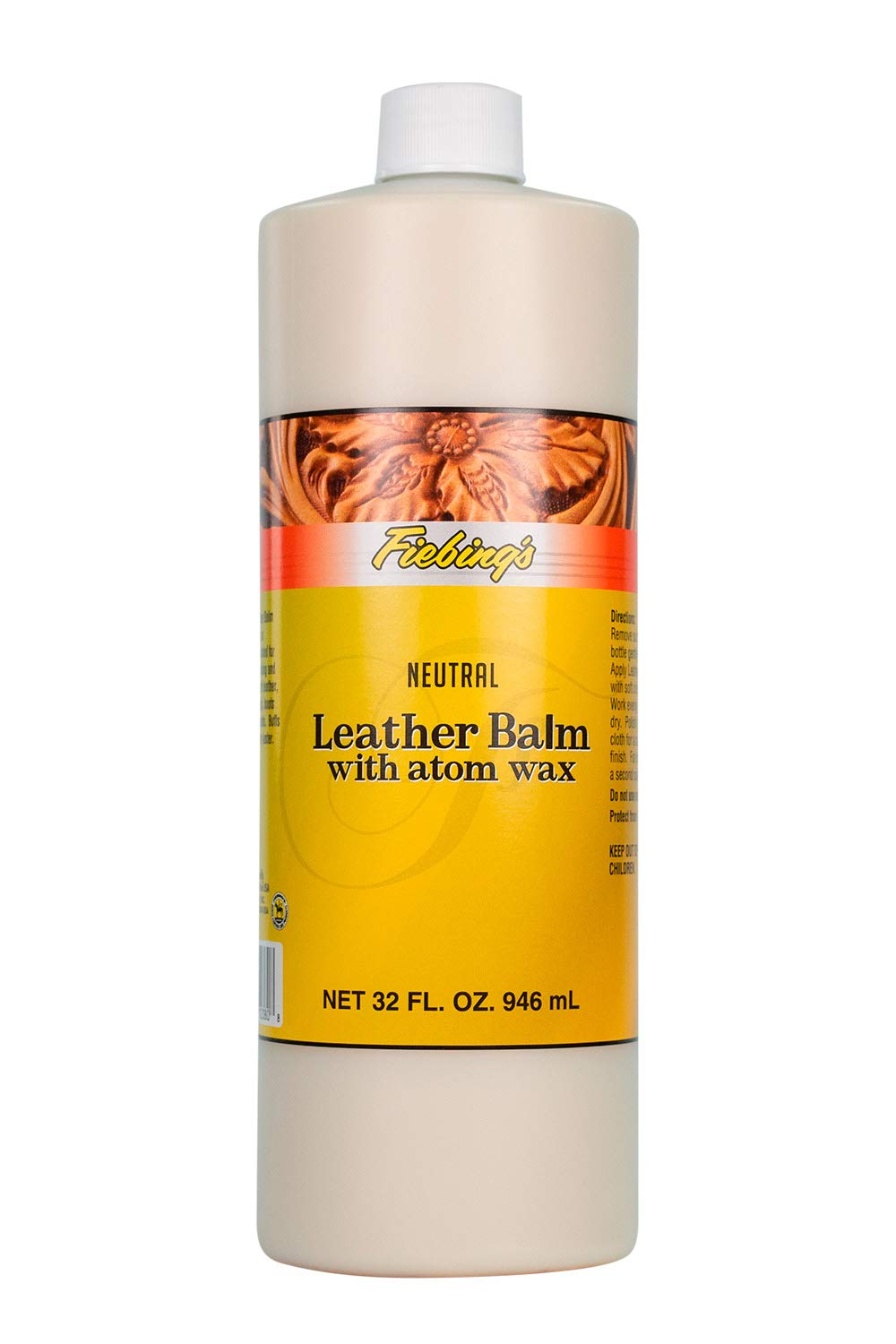 Fiebings Leather Balm with Atom Wax 32oz - Wax top Finish for Leather