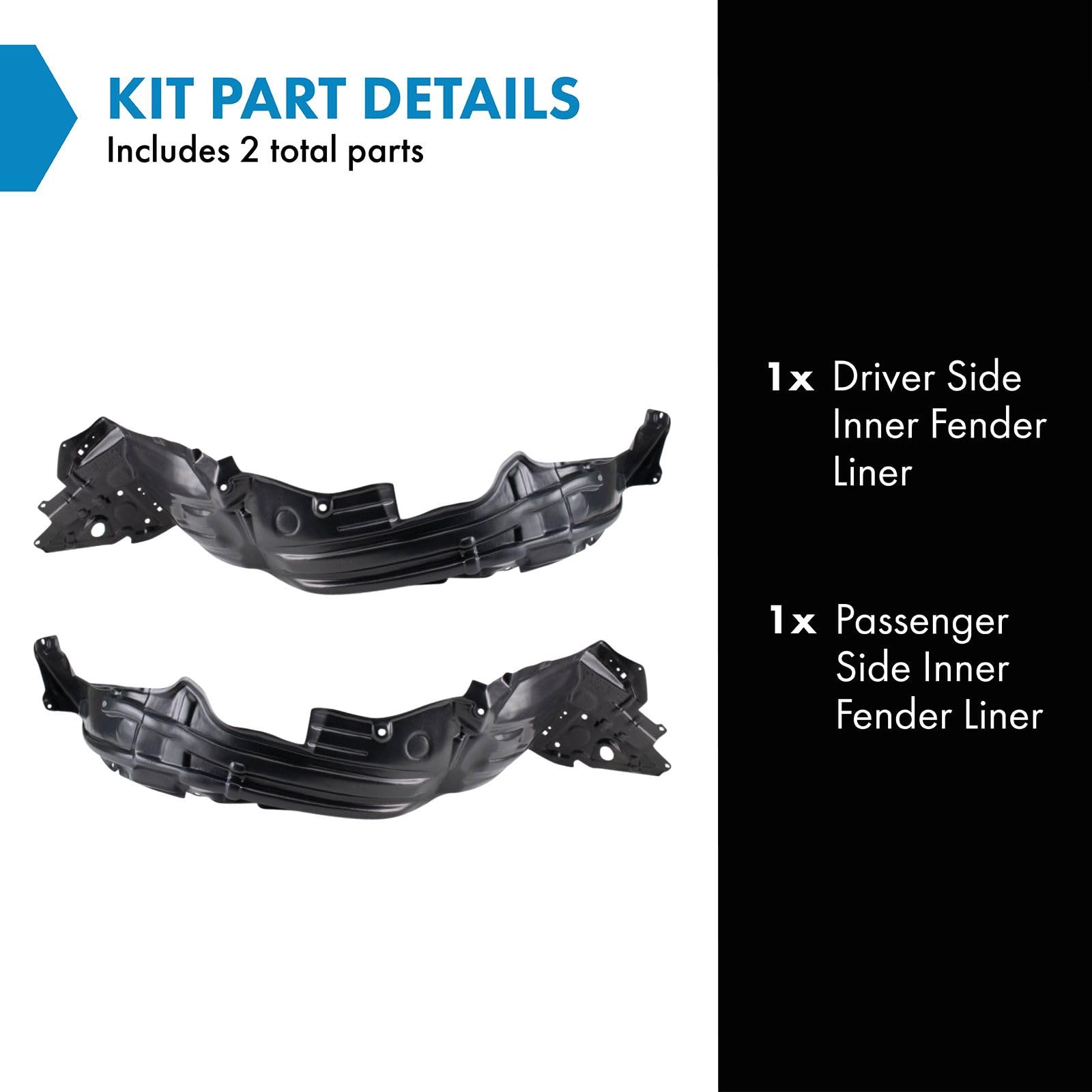 Trq Inner Fender Liner Set Compatible With 2015-2017 Lexus Ct200H Lx1248140 Lx1249113
