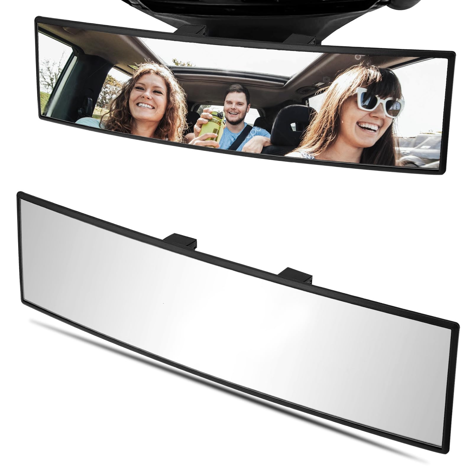 WSSROGY Car Rearview Mirror HD Glass 12 Inch Anti Glare Clip On Panoramic Wide Angle Car Interior Rear View Mirror Universal for